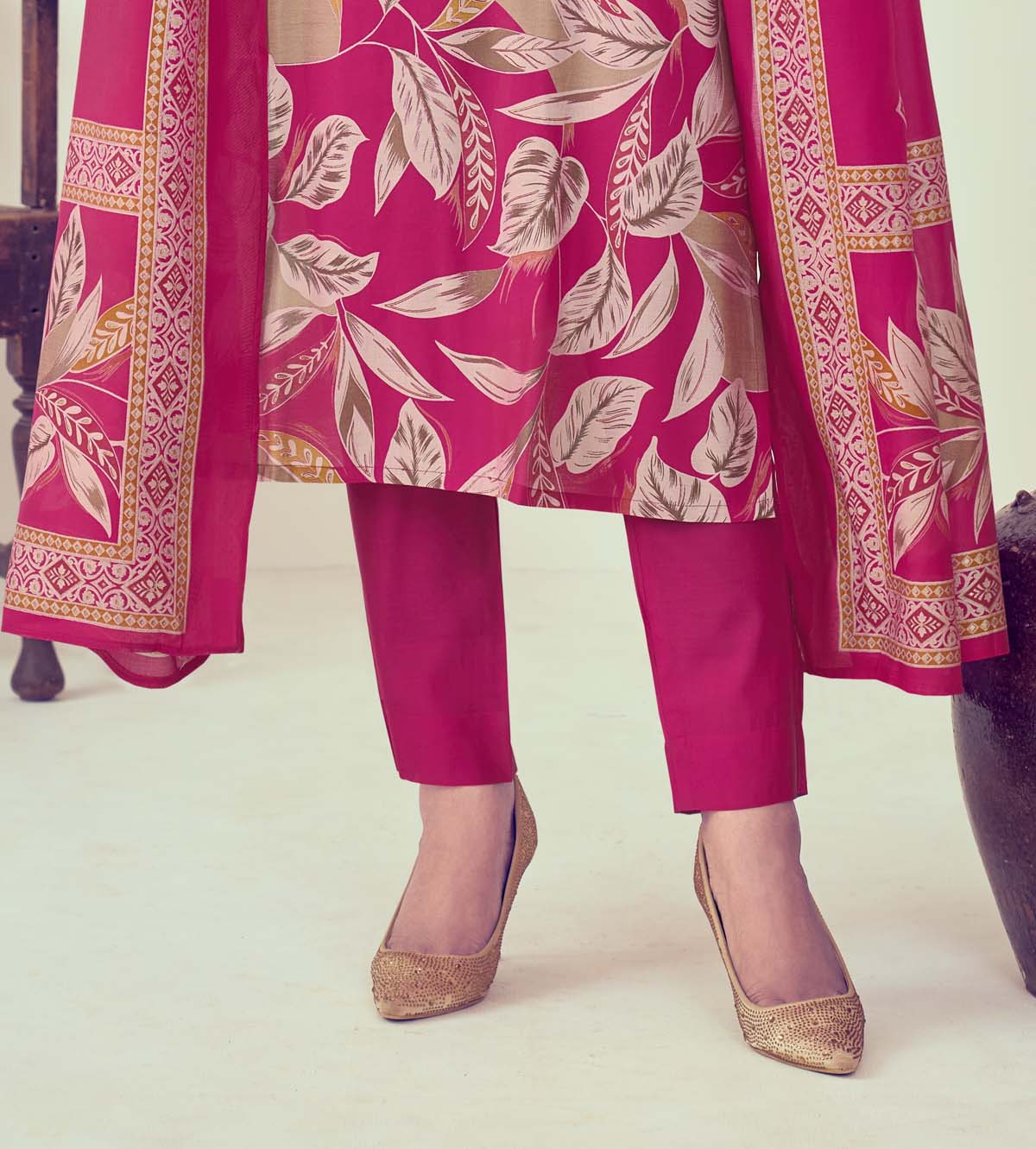Label Khoj Women Modal silk Kurta ,trouser and dupptta set