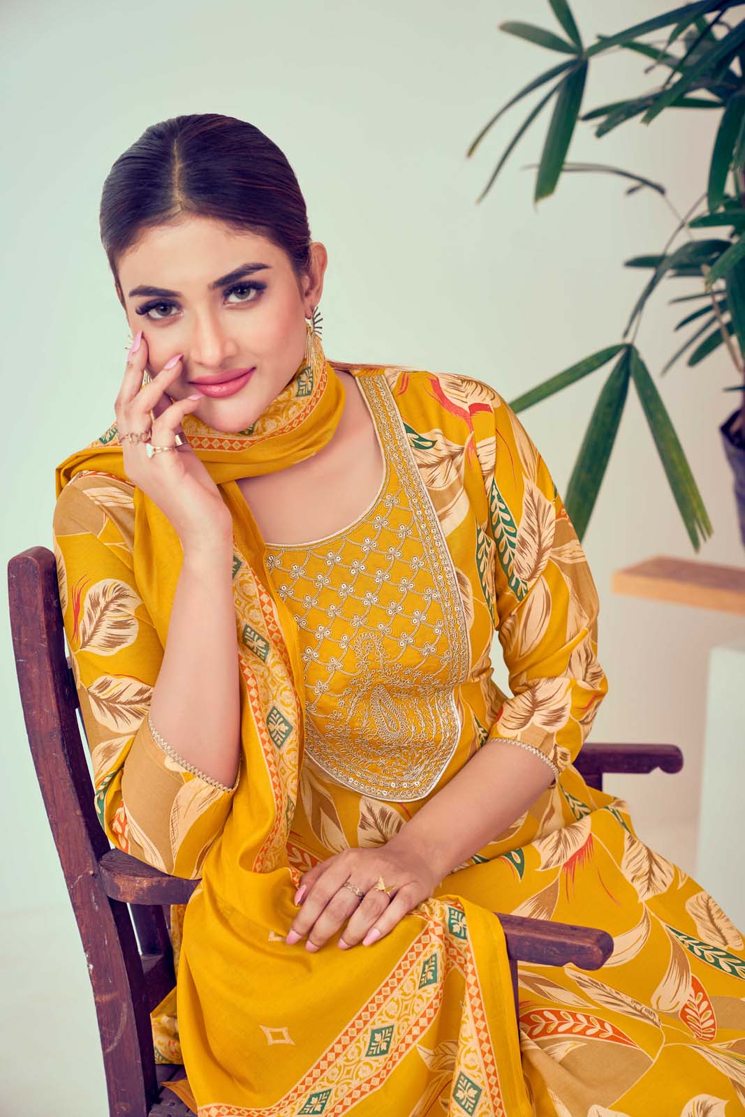 Label Khoj Women Modal silk Kurta ,trouser and dupptta set