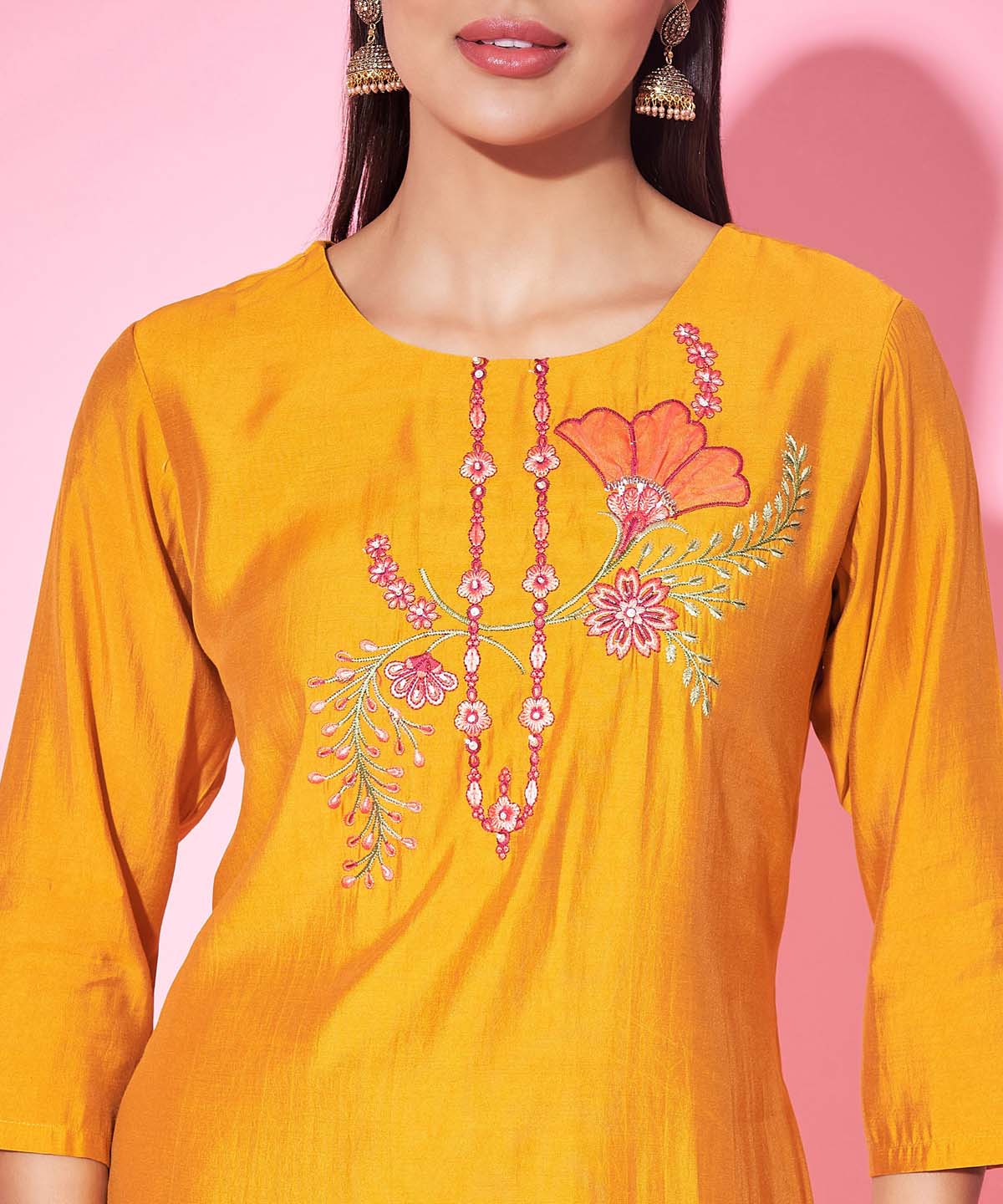 Label Khoj Women Silk Blend and embroidery Kurta with Trousers & Dupatta