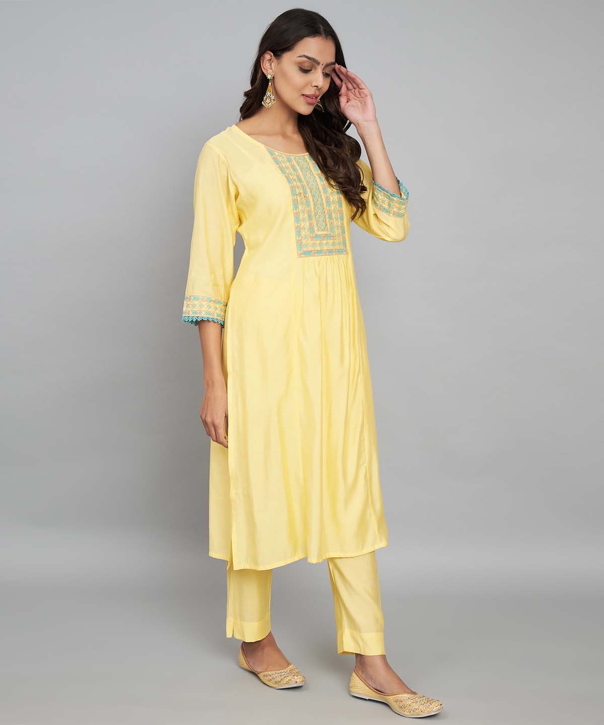 Label khoj Silk blend?Kurta with Trousers & With Dupatta