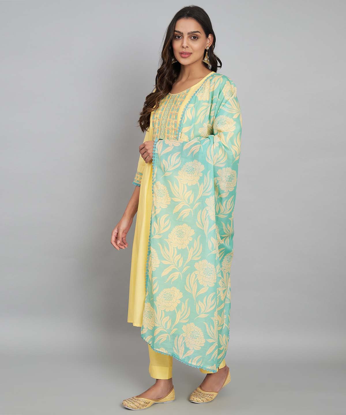 Label khoj Silk blend?Kurta with Trousers & With Dupatta