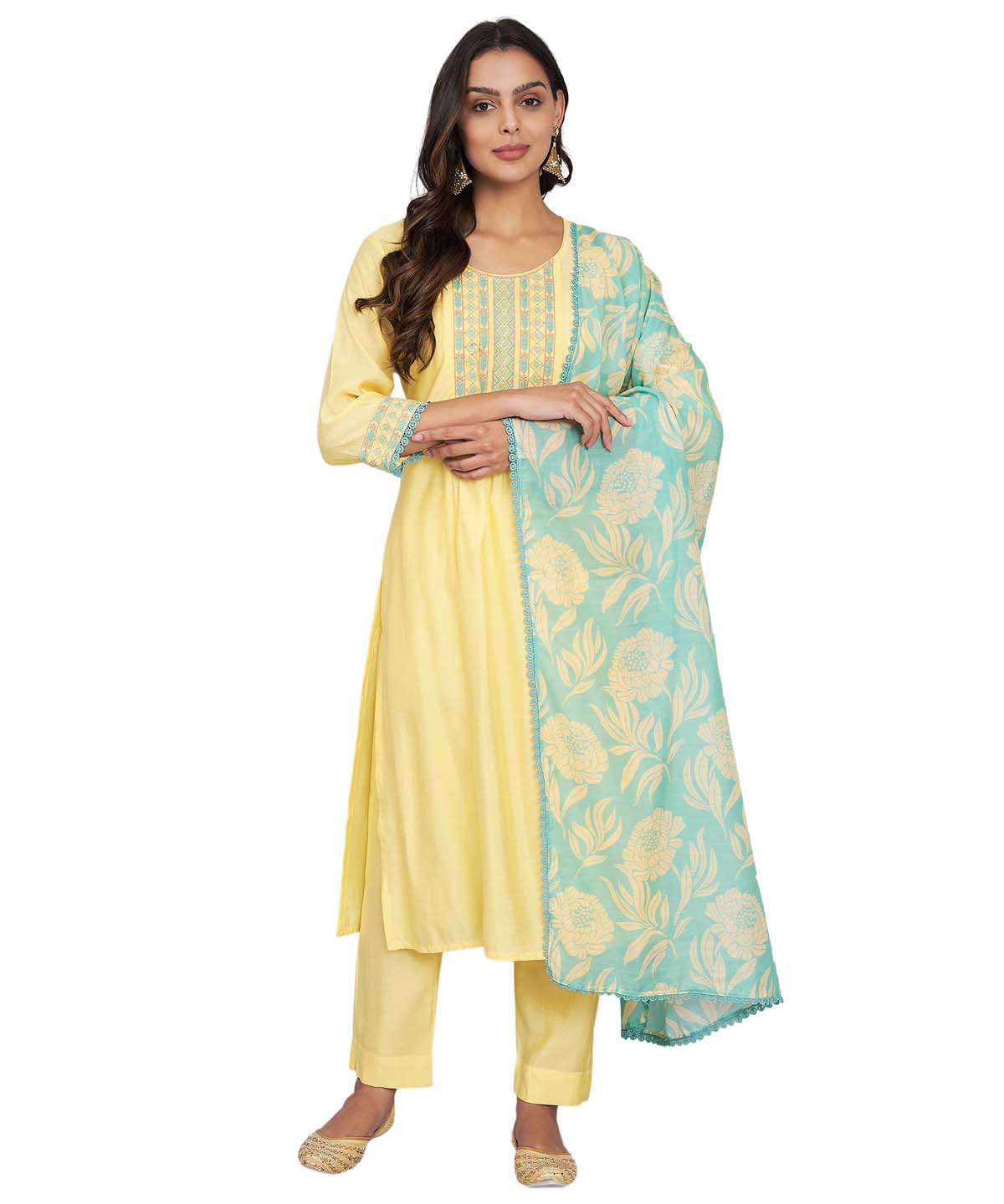 Label khoj Silk blend?Kurta with Trousers & With Dupatta