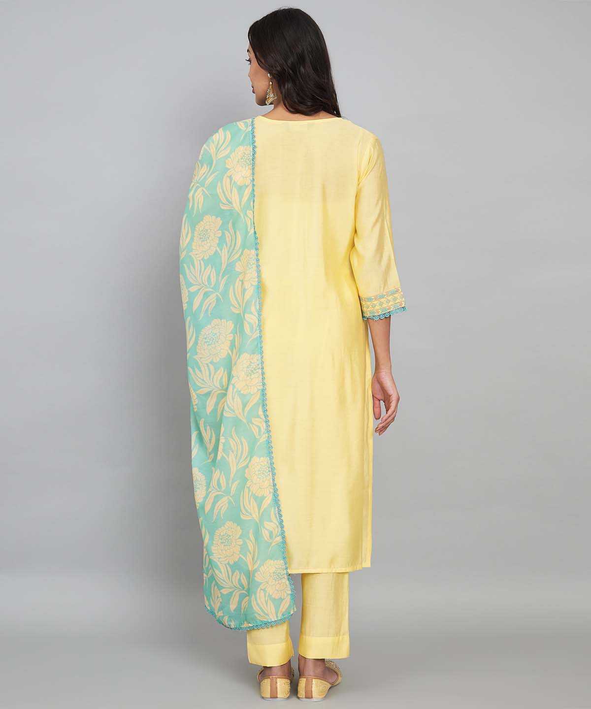Label khoj Silk blend?Kurta with Trousers & With Dupatta