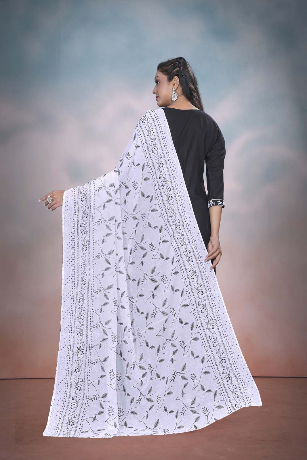 Label Khoj Women  heavy embroidery kurta trouser and Printed dupptta set