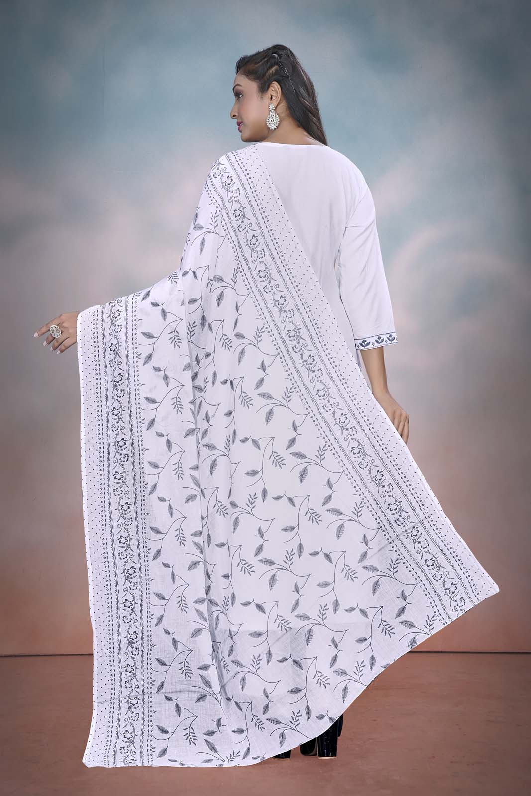 Label Khoj Women  heavy embroidery kurta trouser and Printed dupptta set