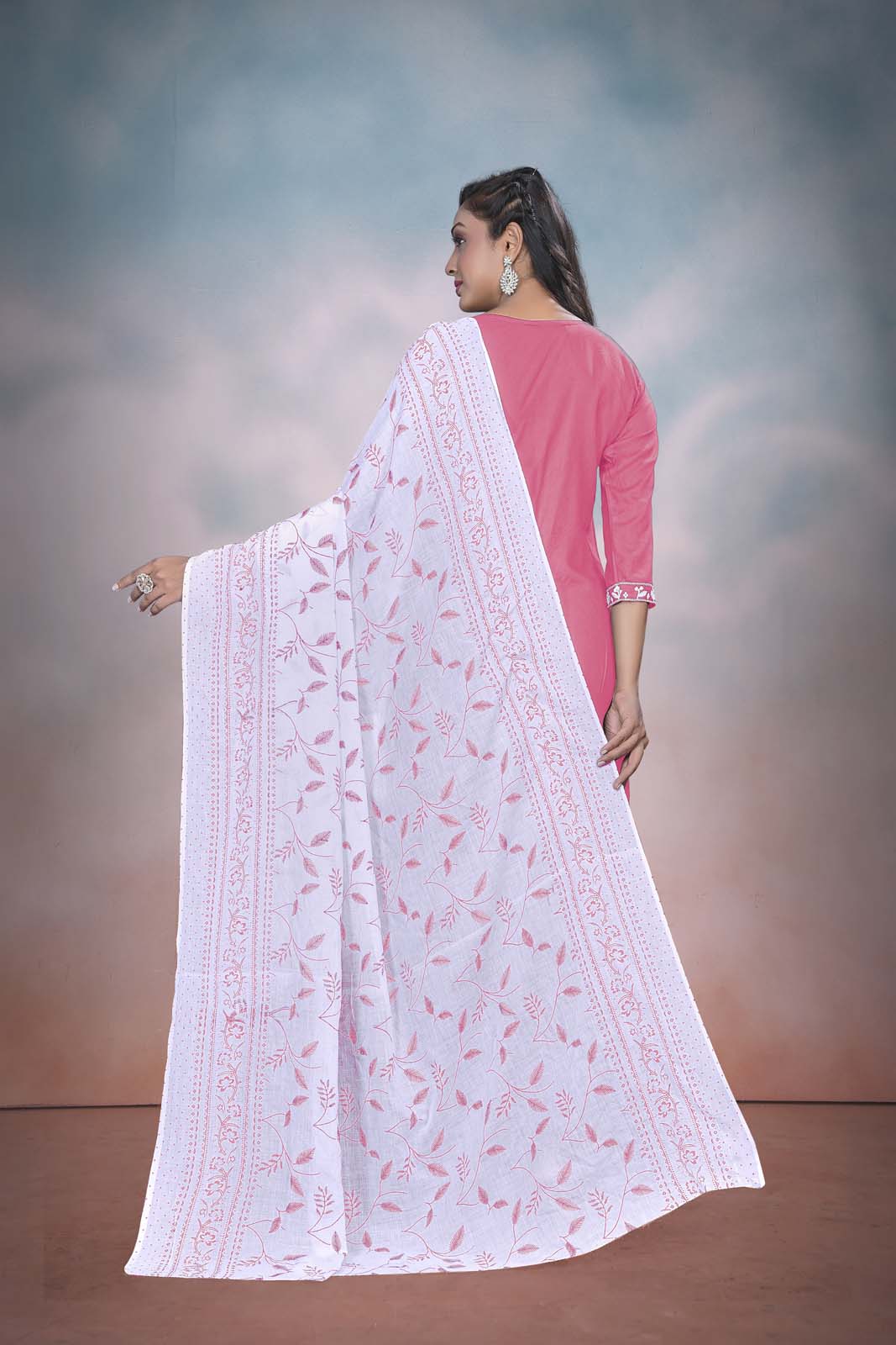 Label Khoj Women  heavy embroidery kurta trouser and Printed dupptta set