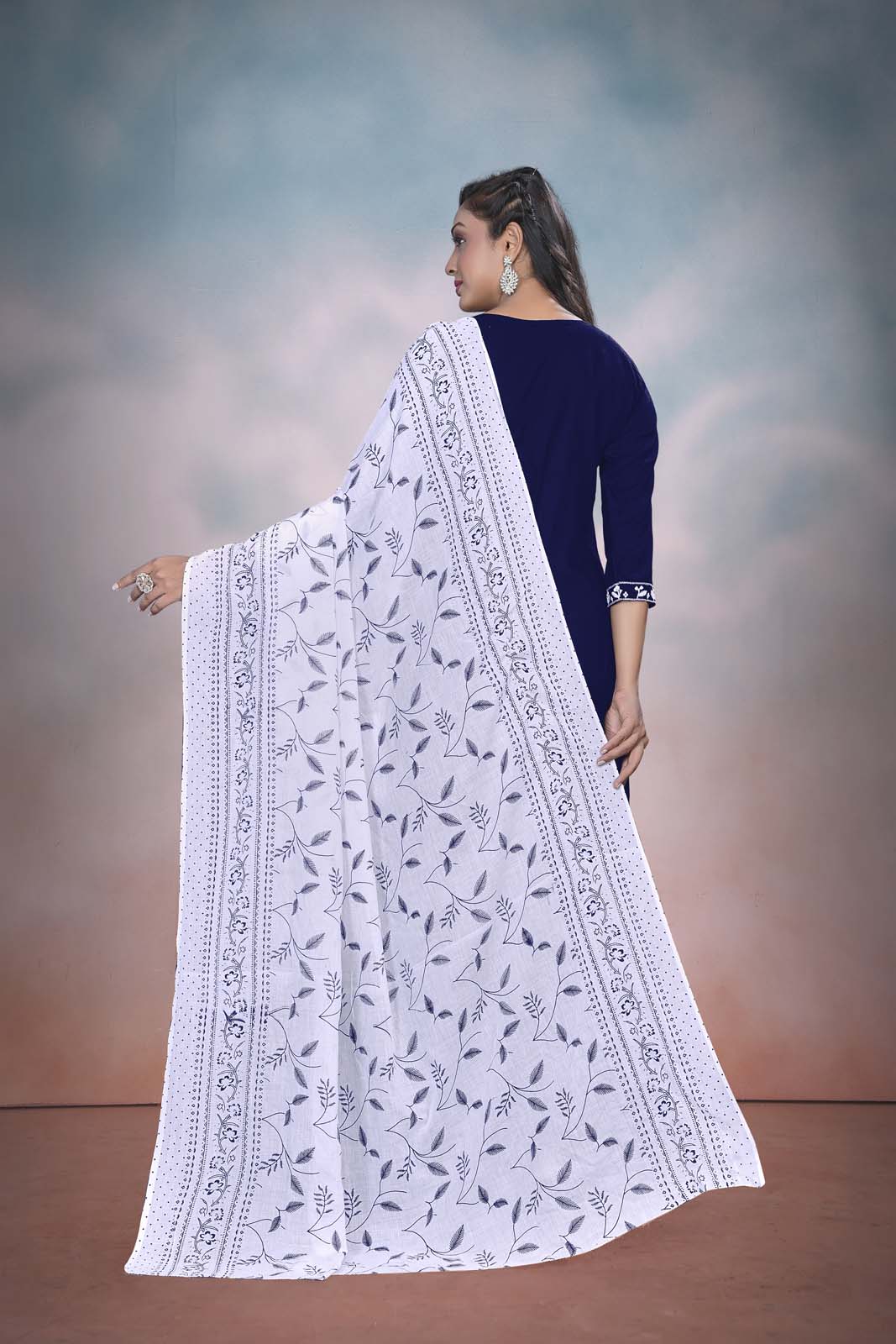 Label Khoj Women  heavy embroidery kurta trouser and Printed dupptta set