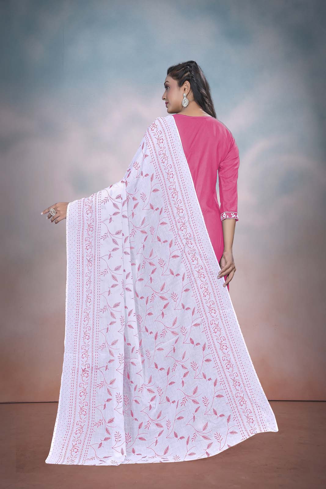 Label Khoj Women  heavy embroidery kurta trouser and Printed dupptta set