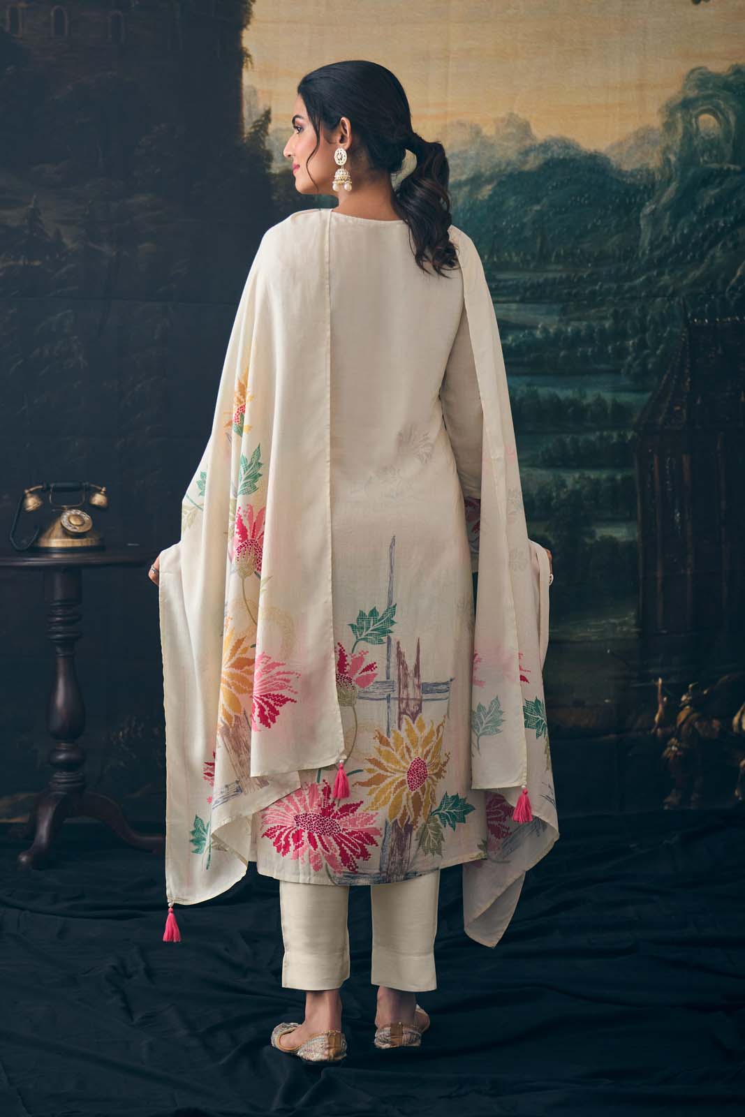 label khoj Pure viscose Maslin shimmer with heavy hand work kurta set