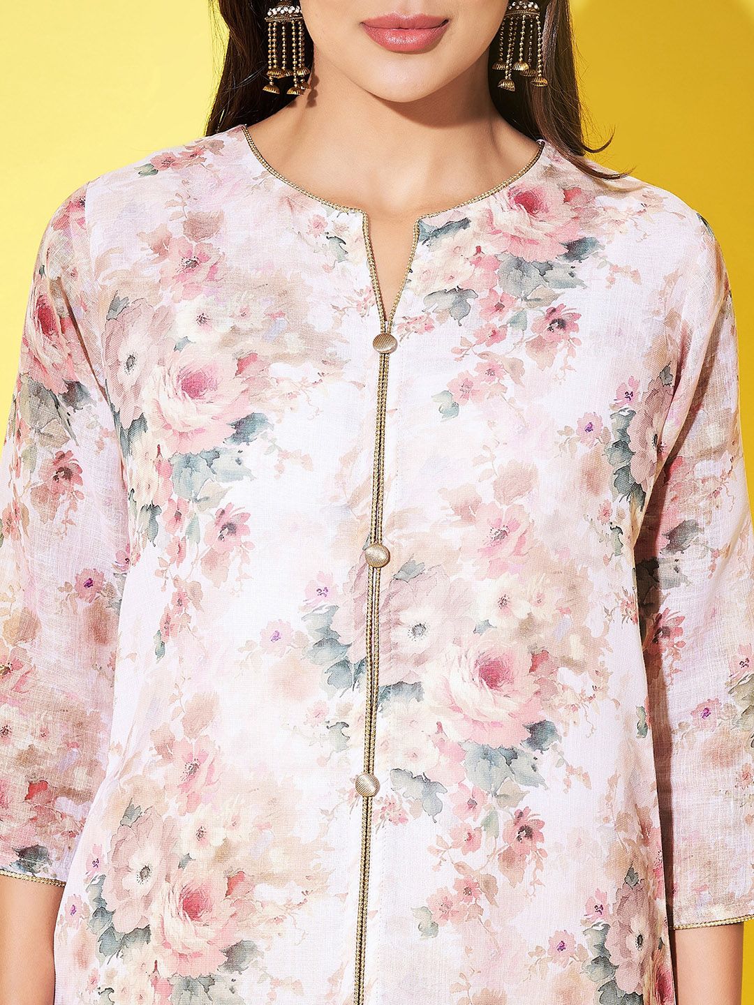 Label Khoj Women Lilen print  kurta