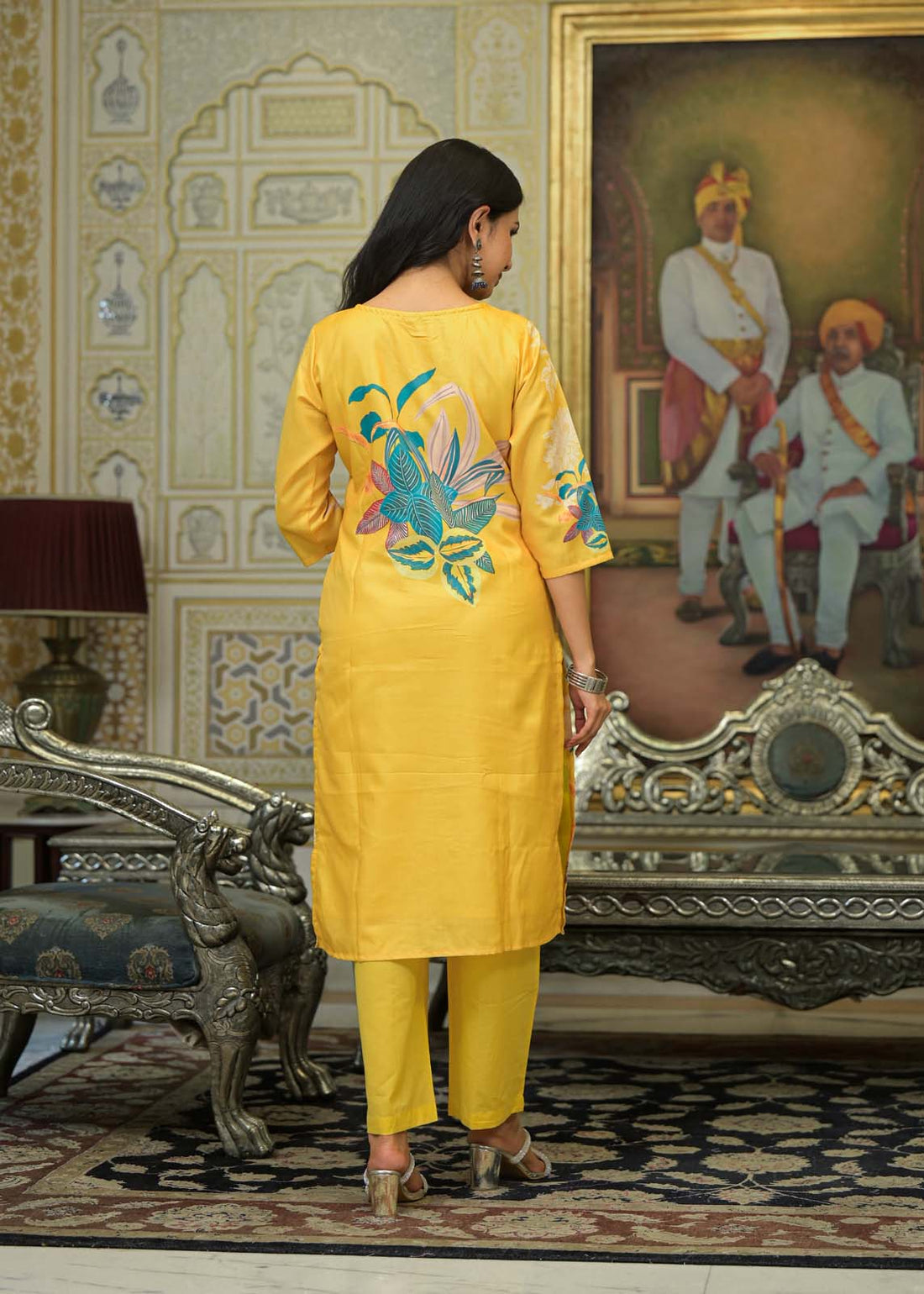 Label Khoj Women Chanderi kurta, trouser and dupptta set