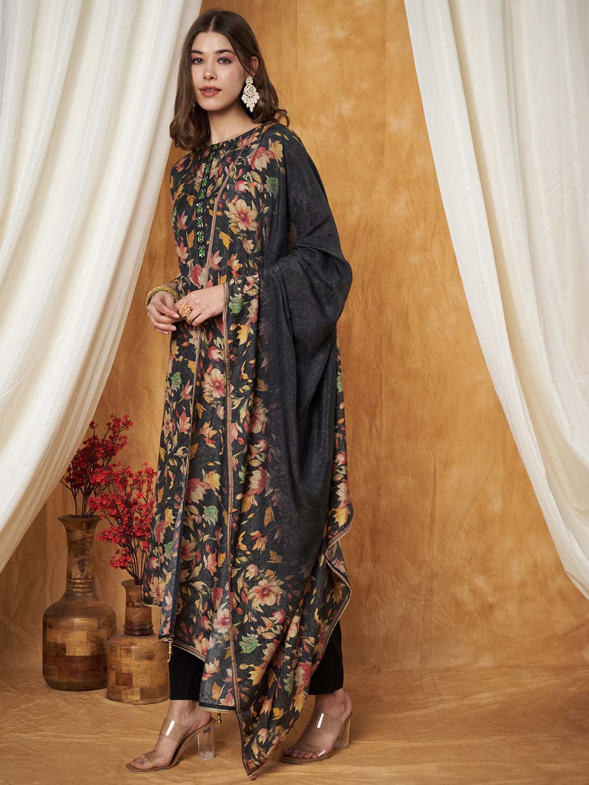 Label khoj printed Kurta with Trousers & With Dupatta