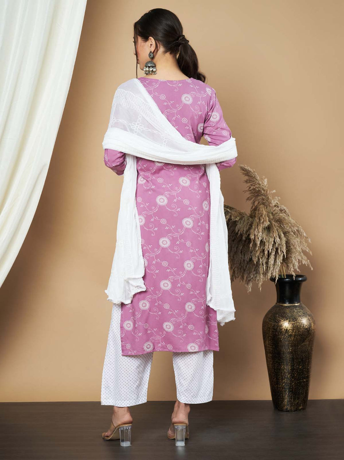 Label Khoj Ethnic Motifs Printed Sequins Embroidered Work Kurta,Trouser With  dupptta