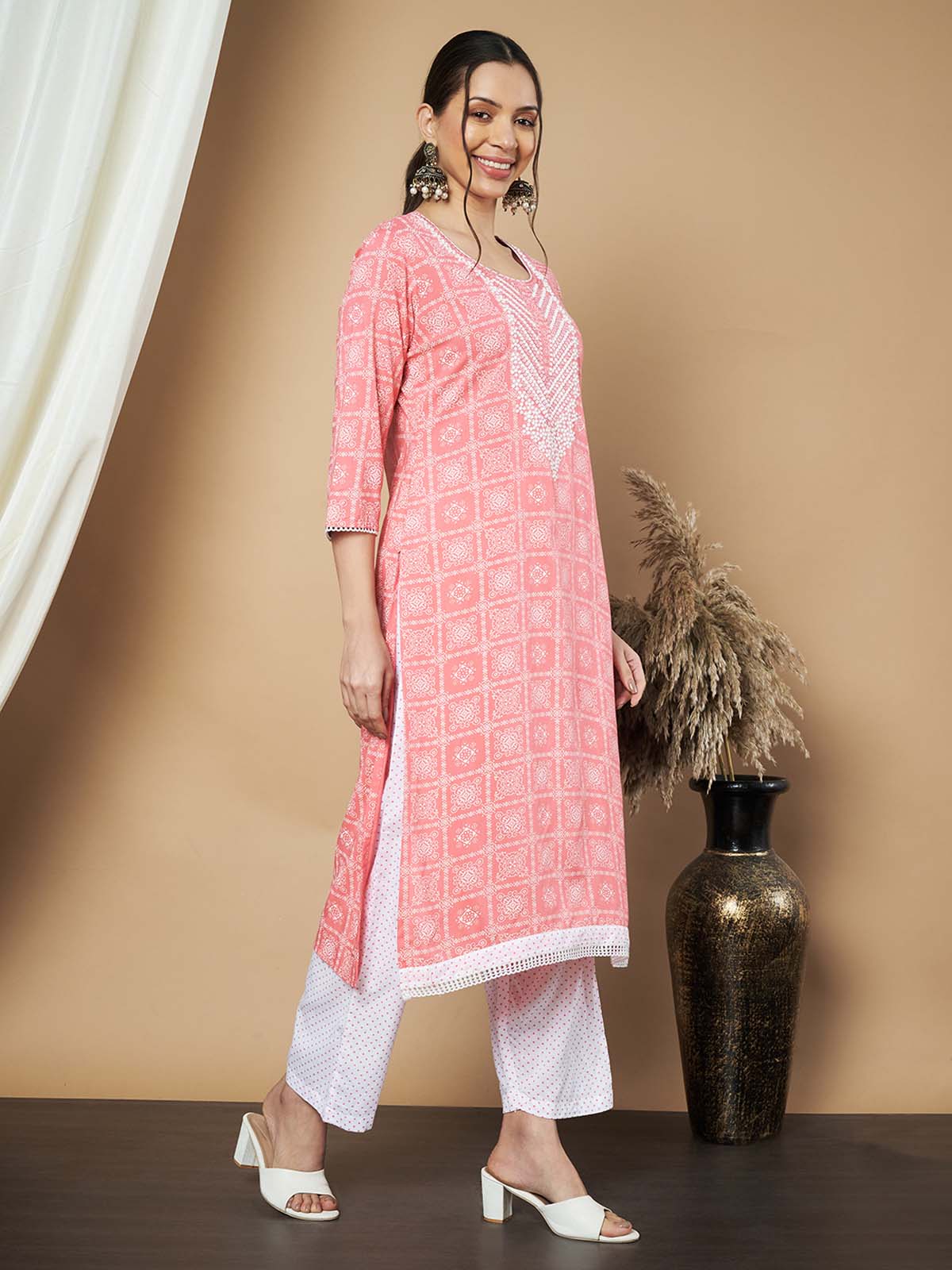 Label Khoj Ethnic Motifs Printed Sequins Embroidered Work Kurta,Trouser With  dupptta