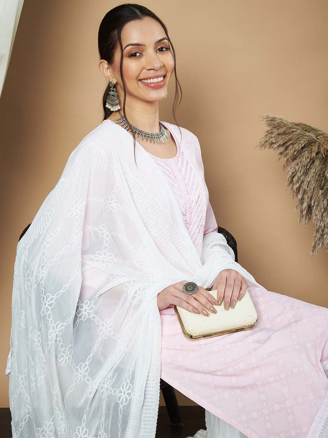 Label Khoj Ethnic Motifs Printed Sequins Embroidered Work Kurta,Trouser With  dupptta