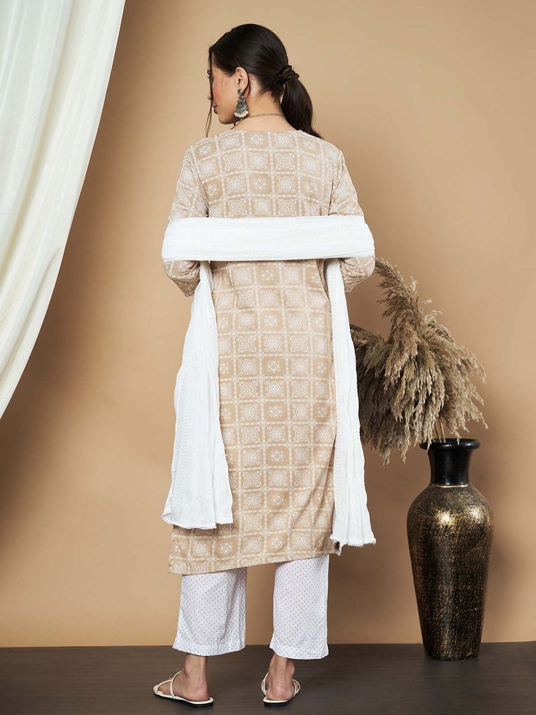 Label Khoj Ethnic Motifs Printed Sequins Embroidered Work Kurta,Trouser With  dupptta