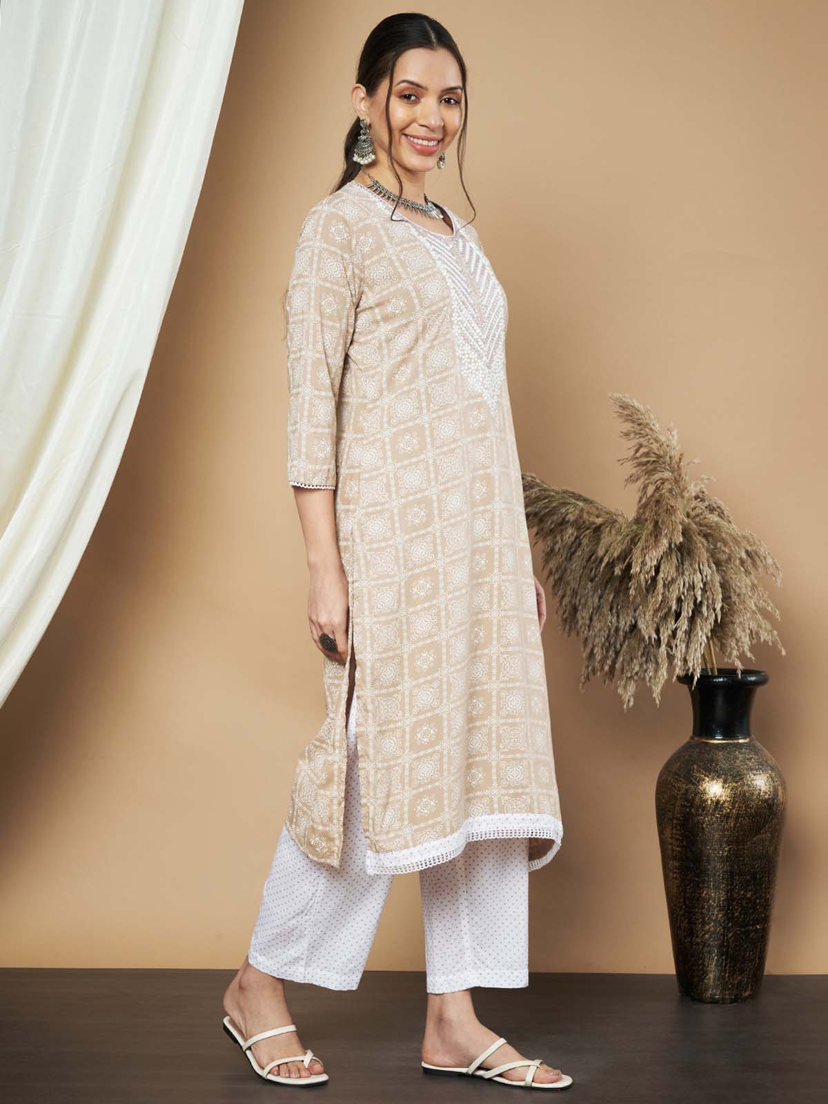 Label Khoj Ethnic Motifs Printed Sequins Embroidered Work Kurta,Trouser With  dupptta
