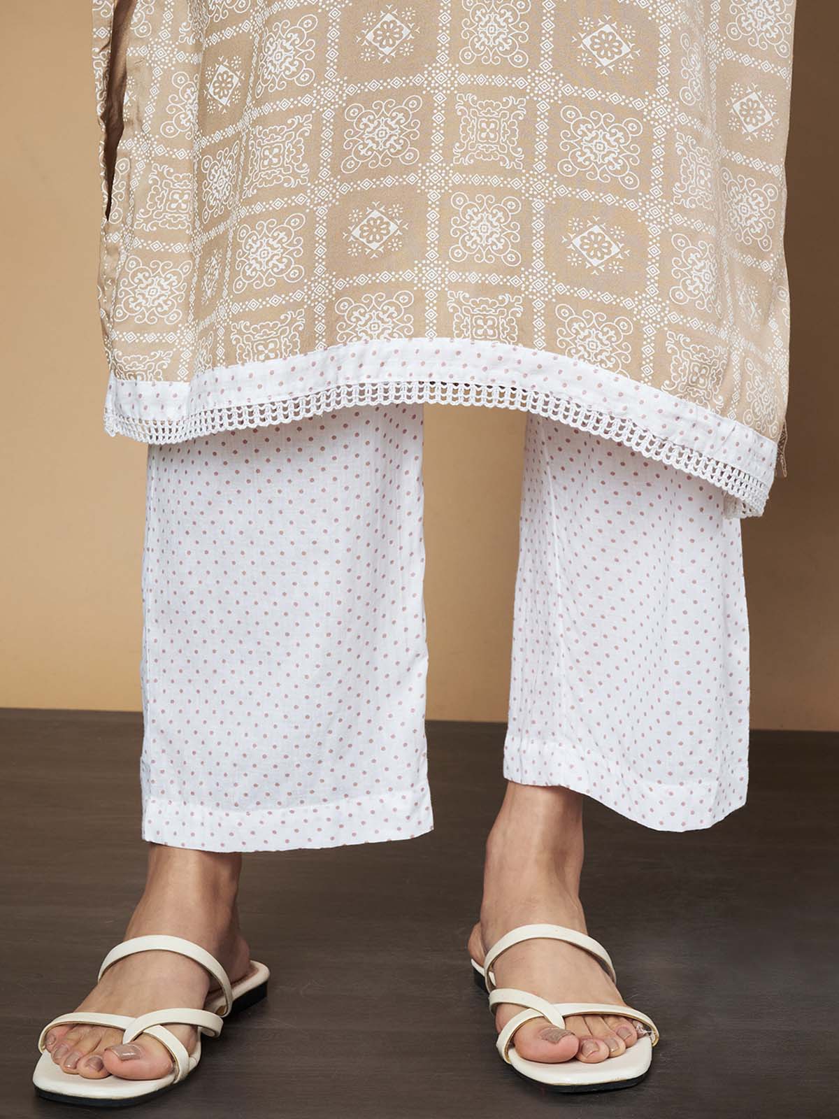 Label Khoj Ethnic Motifs Printed Sequins Embroidered Work Kurta,Trouser With  dupptta