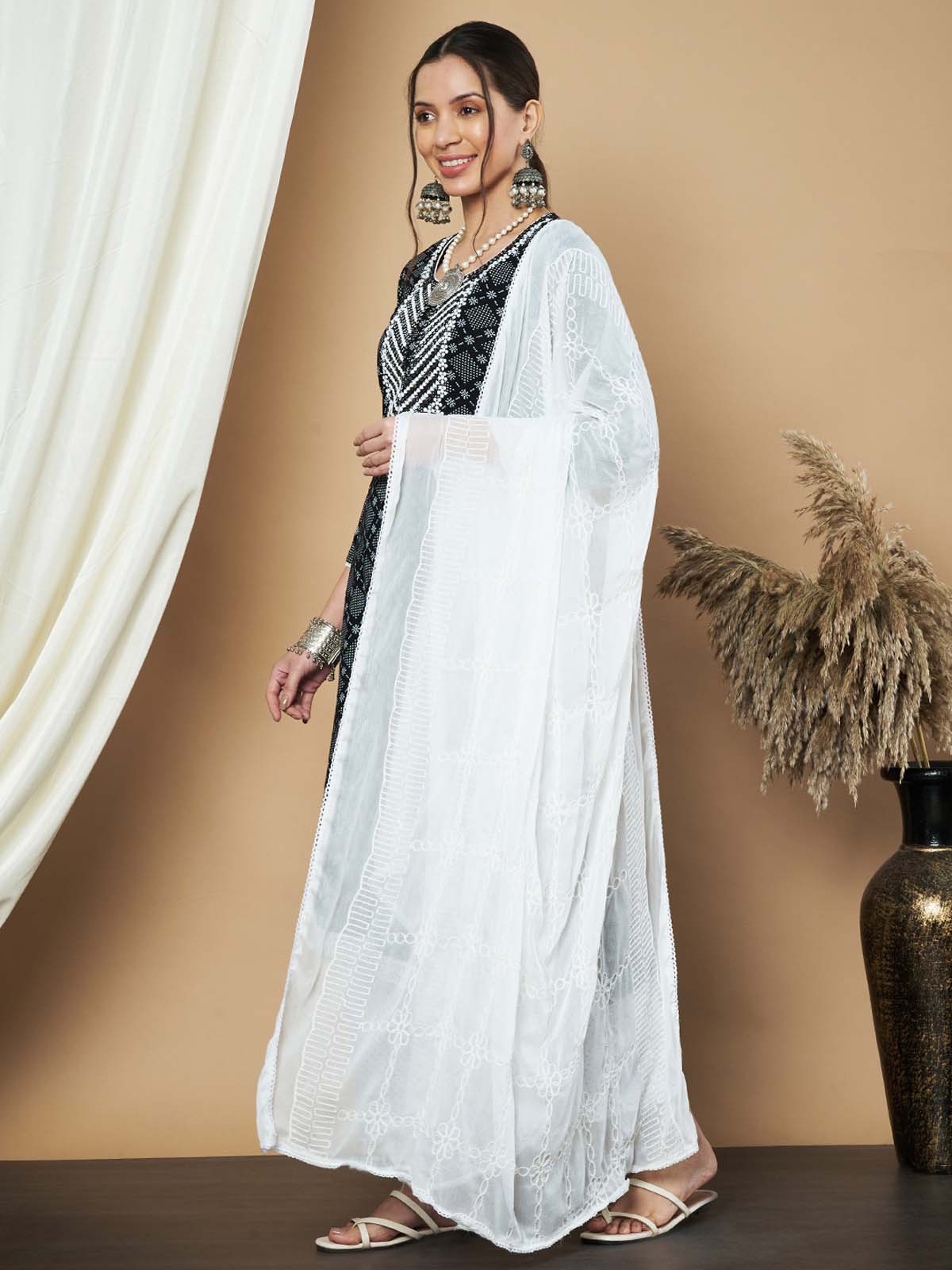 Label Khoj Ethnic Motifs Printed Sequins Embroidered Work Kurta,Trouser With  dupptta
