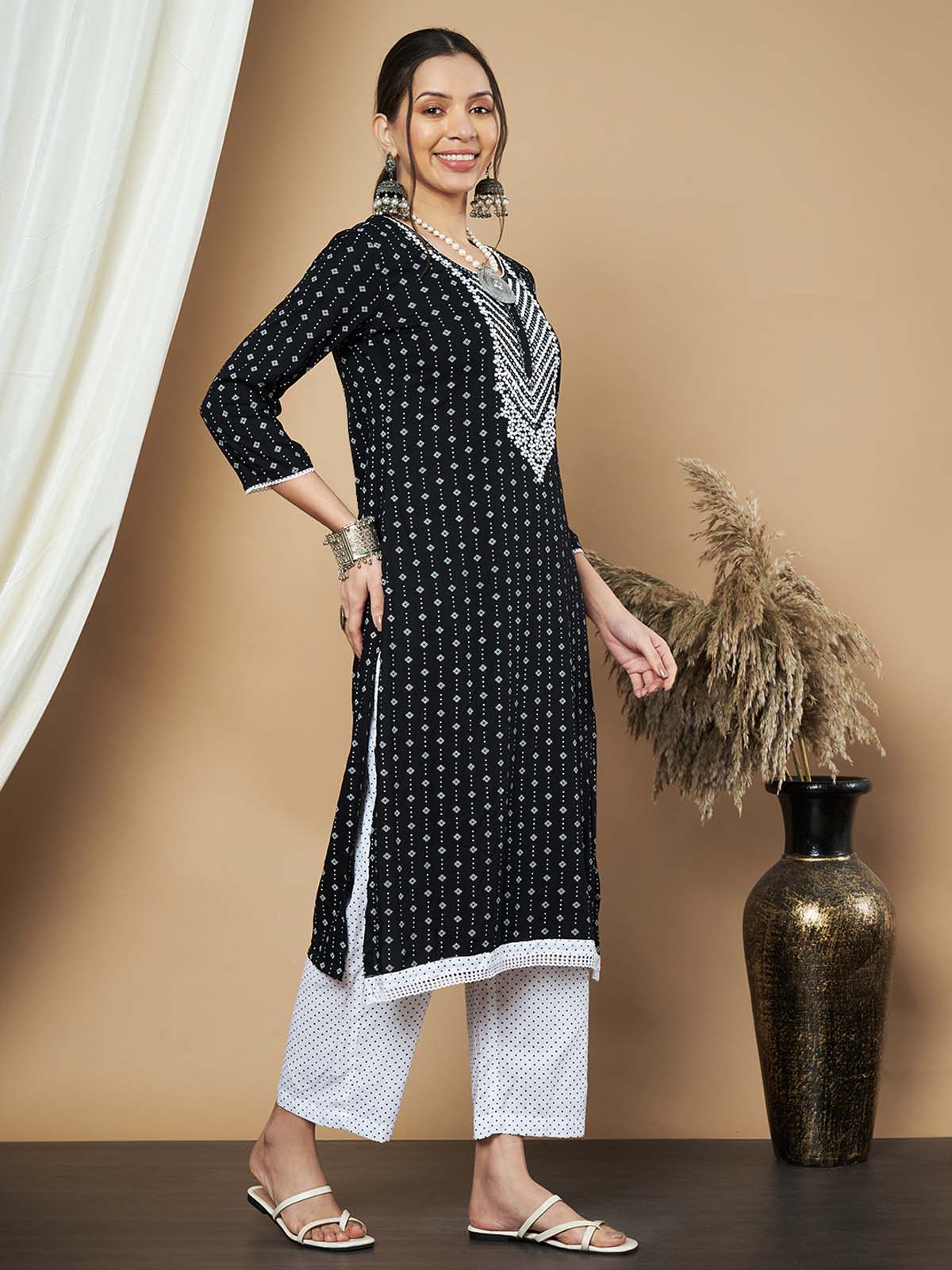 Label Khoj Ethnic Motifs Printed Sequins Embroidered Work Kurta,Trouser With  dupptta