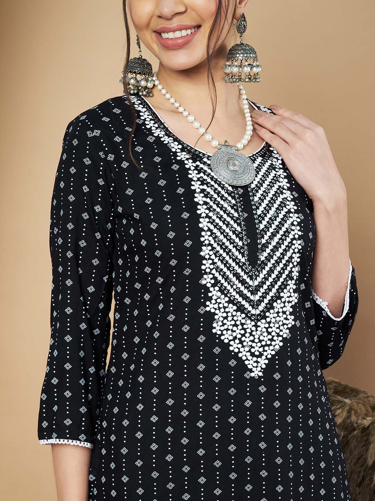 Label Khoj Ethnic Motifs Printed Sequins Embroidered Work Kurta,Trouser With  dupptta