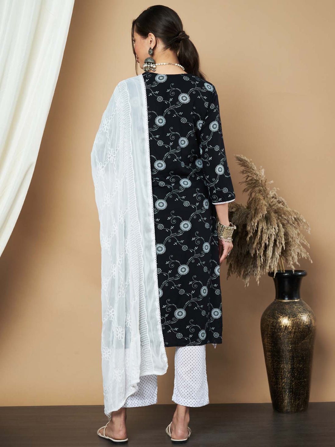 Label Khoj Ethnic Motifs Printed Sequins Embroidered Work Kurta,Trouser With  dupptta