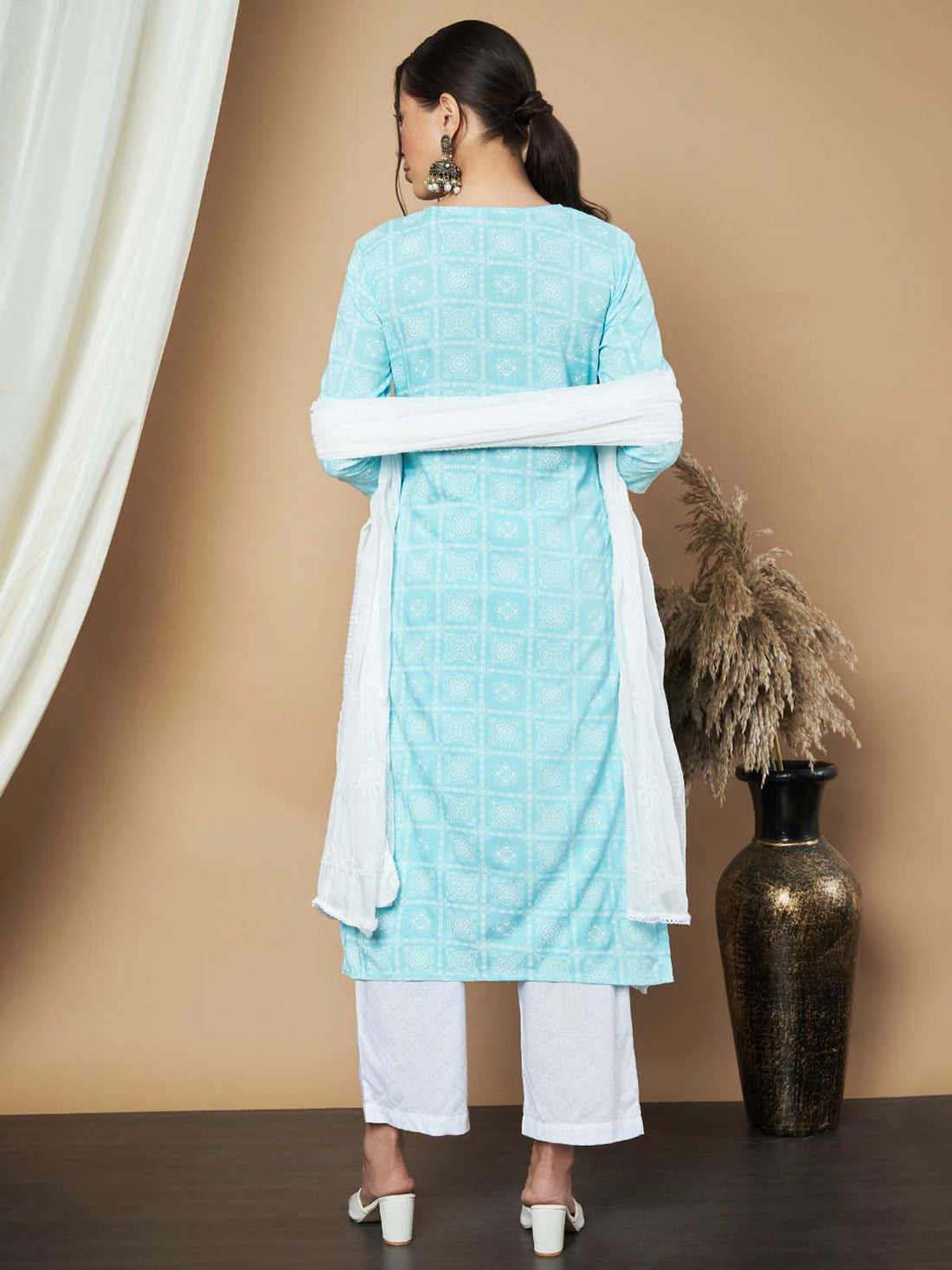 Label Khoj Ethnic Motifs Printed Sequins Embroidered Work Kurta,Trouser With  dupptta