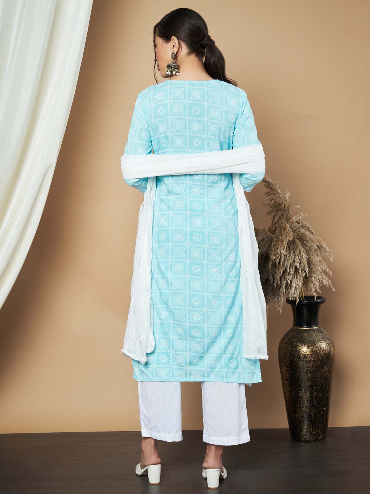 Label Khoj Ethnic Motifs Printed Sequins Embroidered Work Kurta,Trouser With  dupptta
