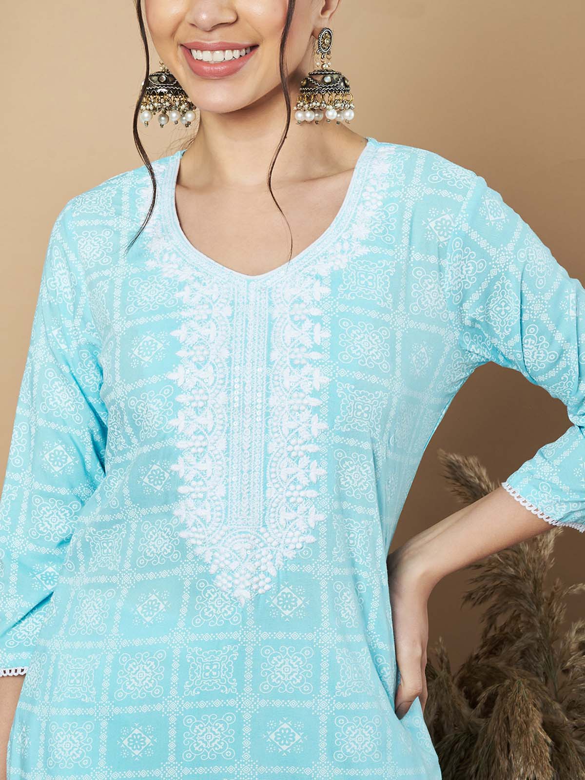 Label Khoj Ethnic Motifs Printed Sequins Embroidered Work Kurta,Trouser With  dupptta