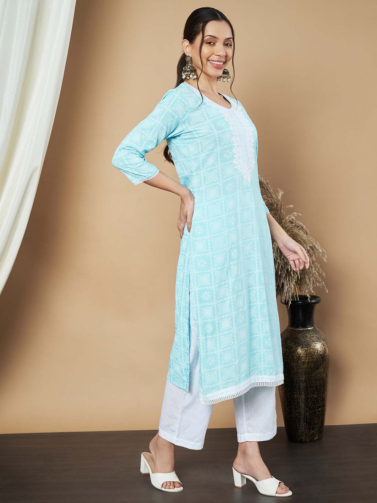 Label Khoj Ethnic Motifs Printed Sequins Embroidered Work Kurta,Trouser With  dupptta