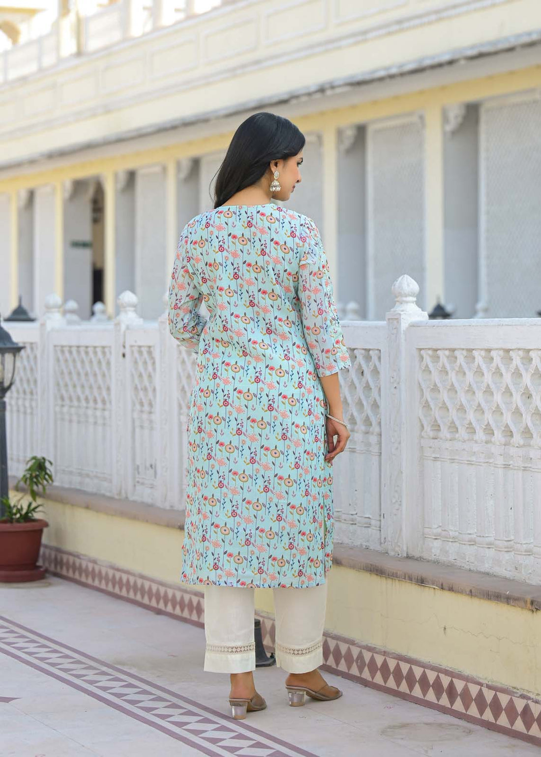 Label Khoj Women cotton kurta, trouser and dupptta set