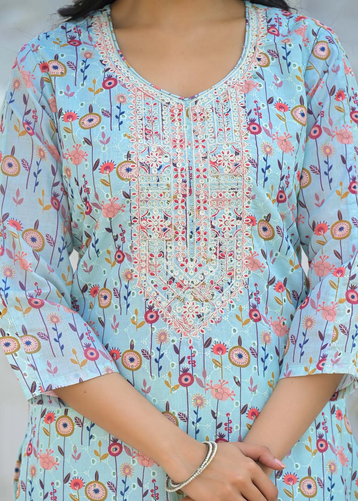 Label Khoj Women cotton kurta, trouser and dupptta set