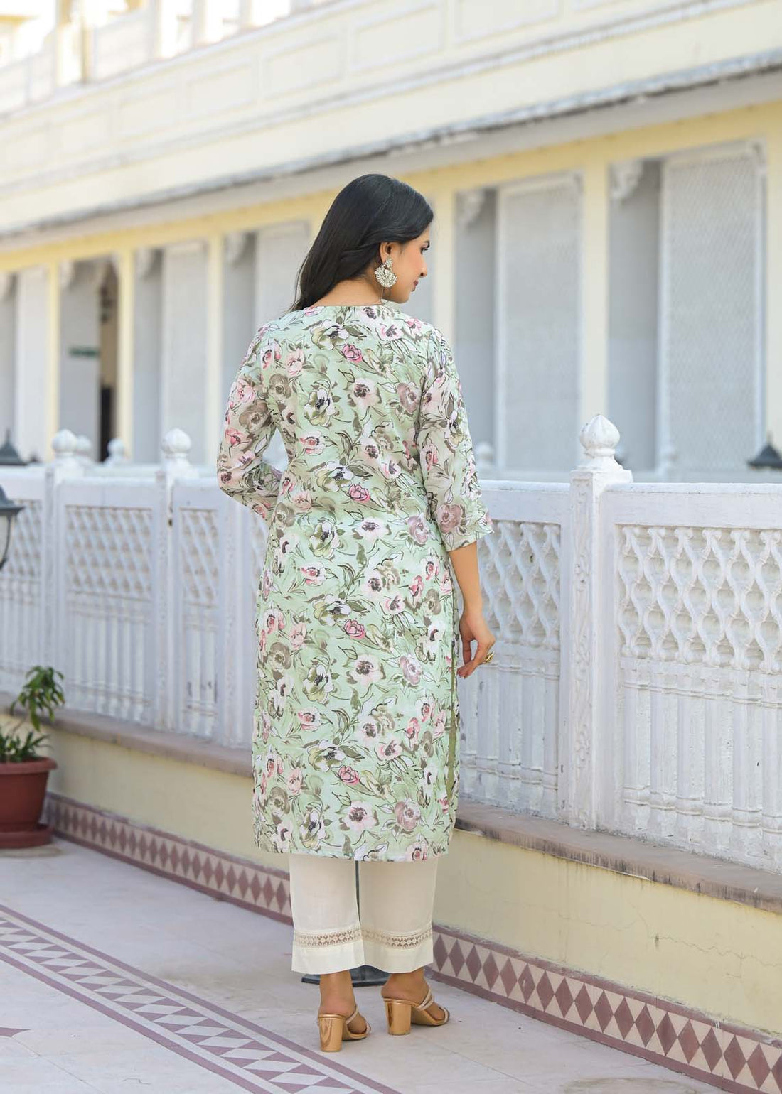 Label Khoj Women cotton kurta, trouser and dupptta set