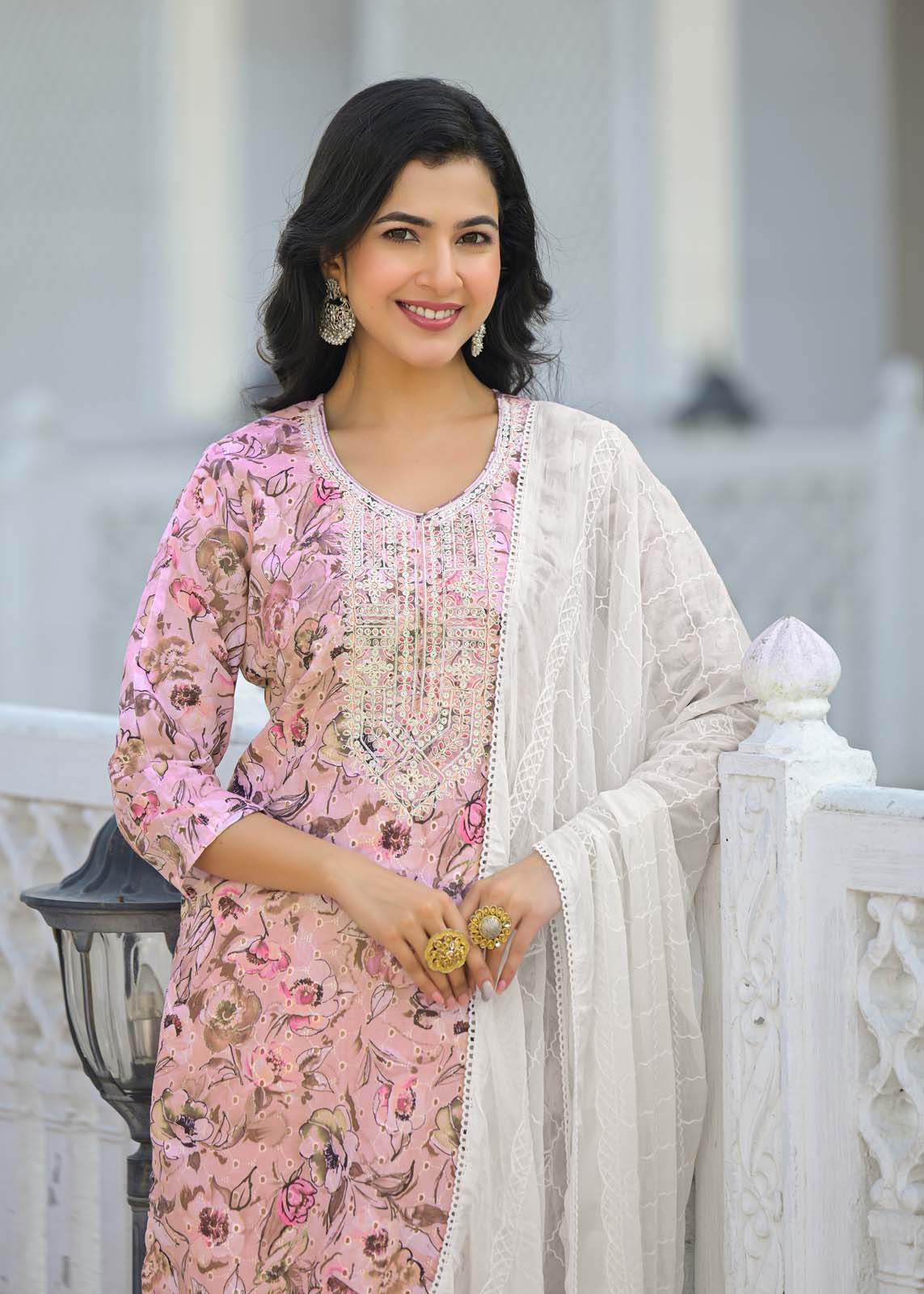 Label Khoj Women cotton kurta, trouser and dupptta set