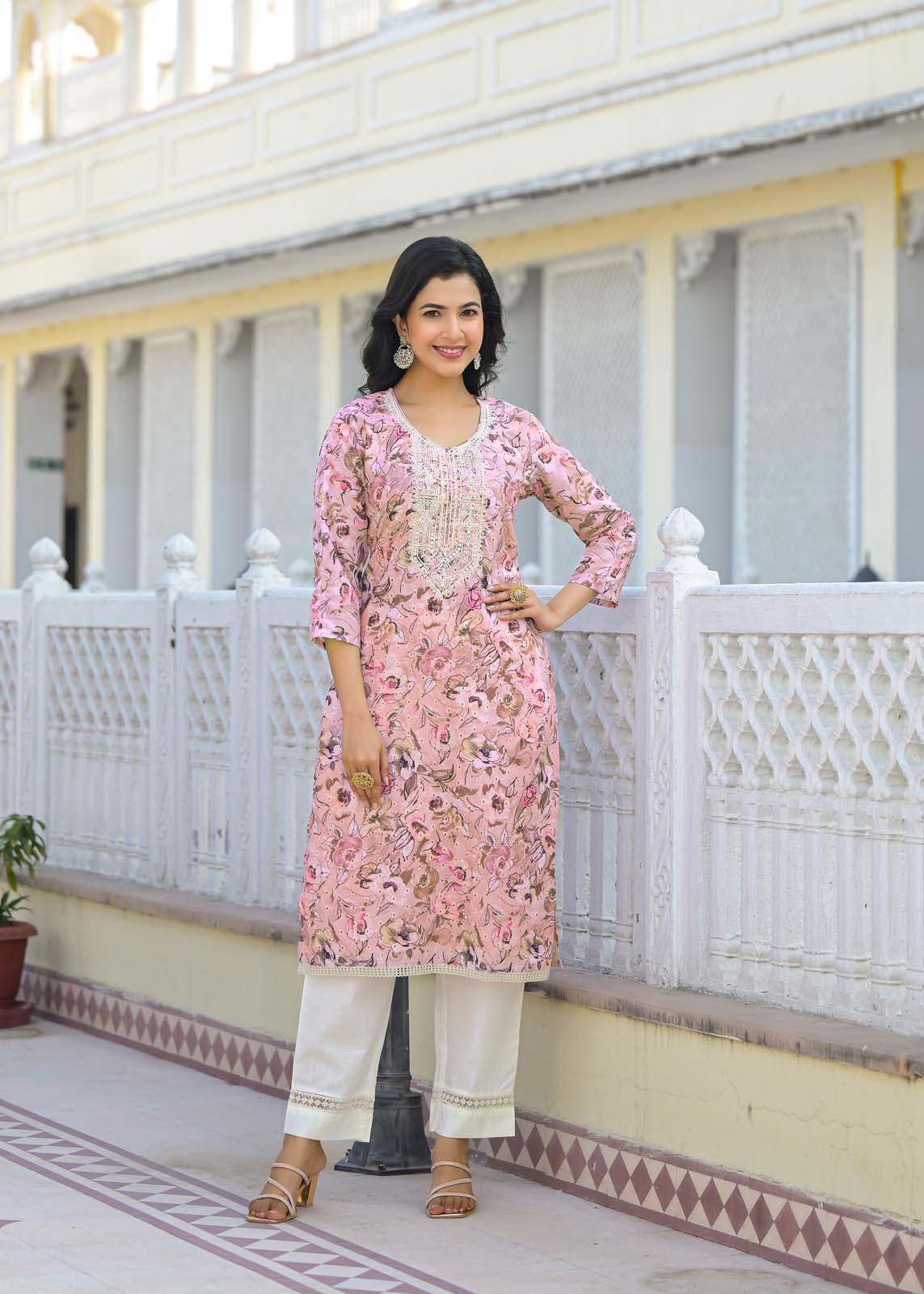Label Khoj Women cotton kurta, trouser and dupptta set