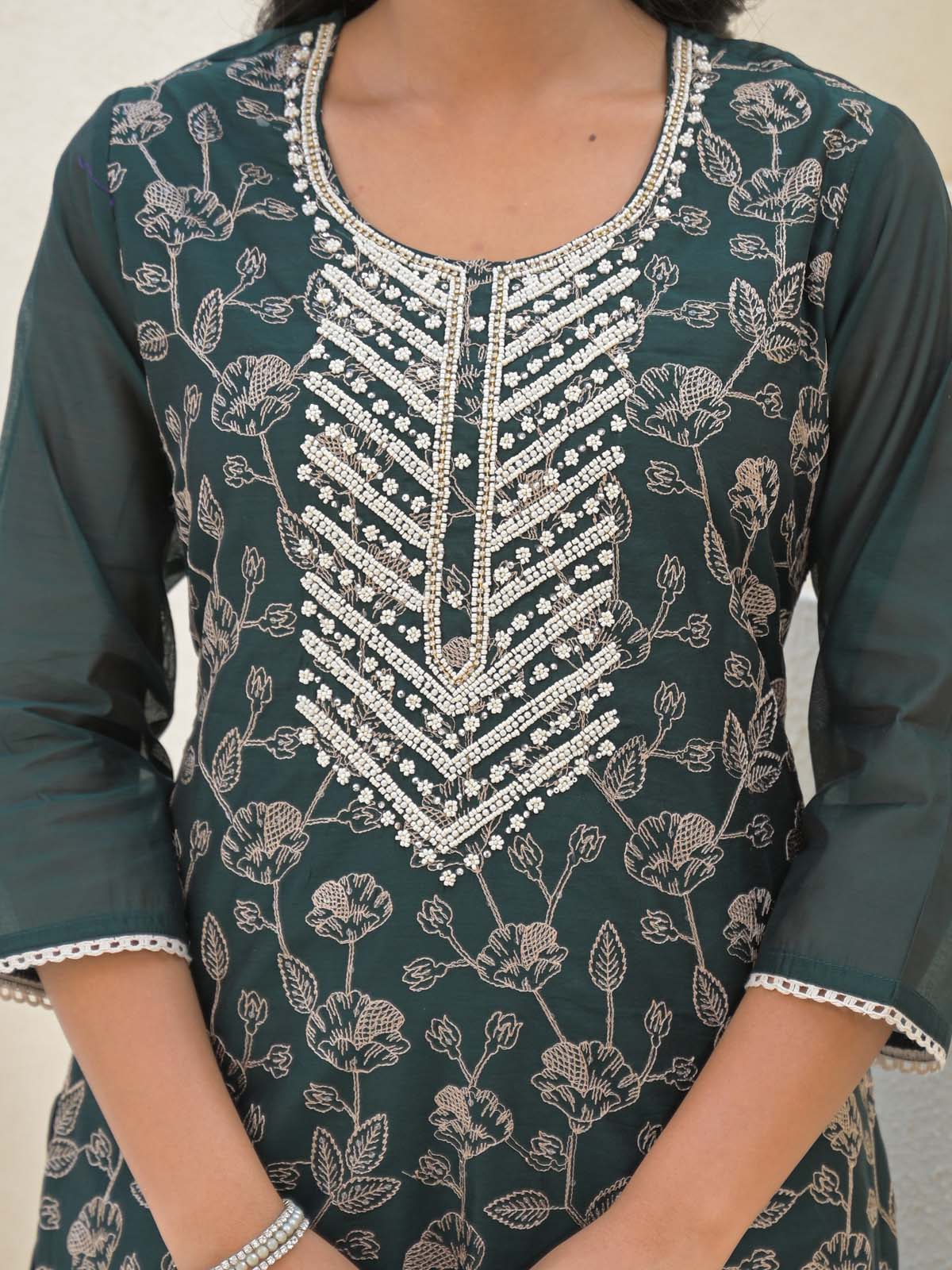 Label Khoj Women Chanderi kurta, trouser and dupptta set