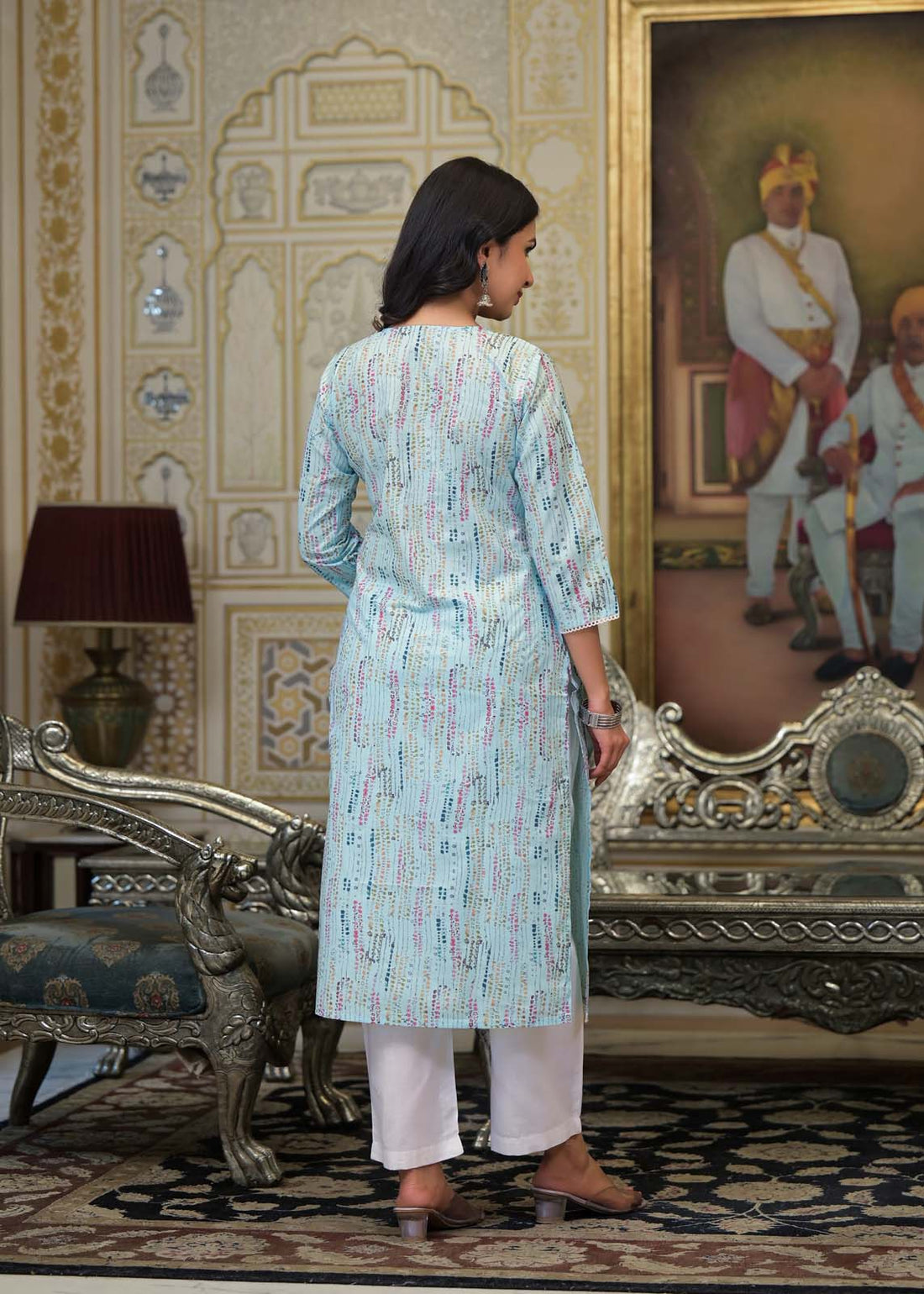 Label Khoj Women cotton kurta, trouser and dupptta set