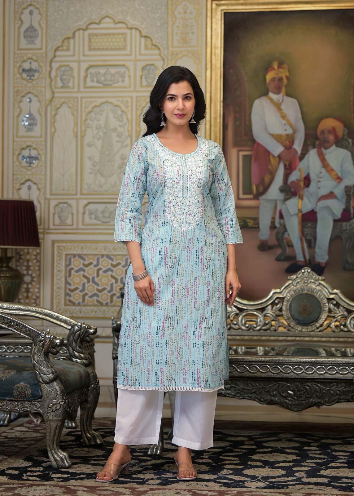 Label Khoj Women cotton kurta, trouser and dupptta set