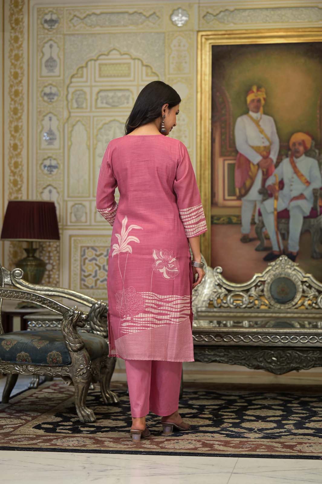 Label Khoj Women Lilen kurta, trouser and dupptta set