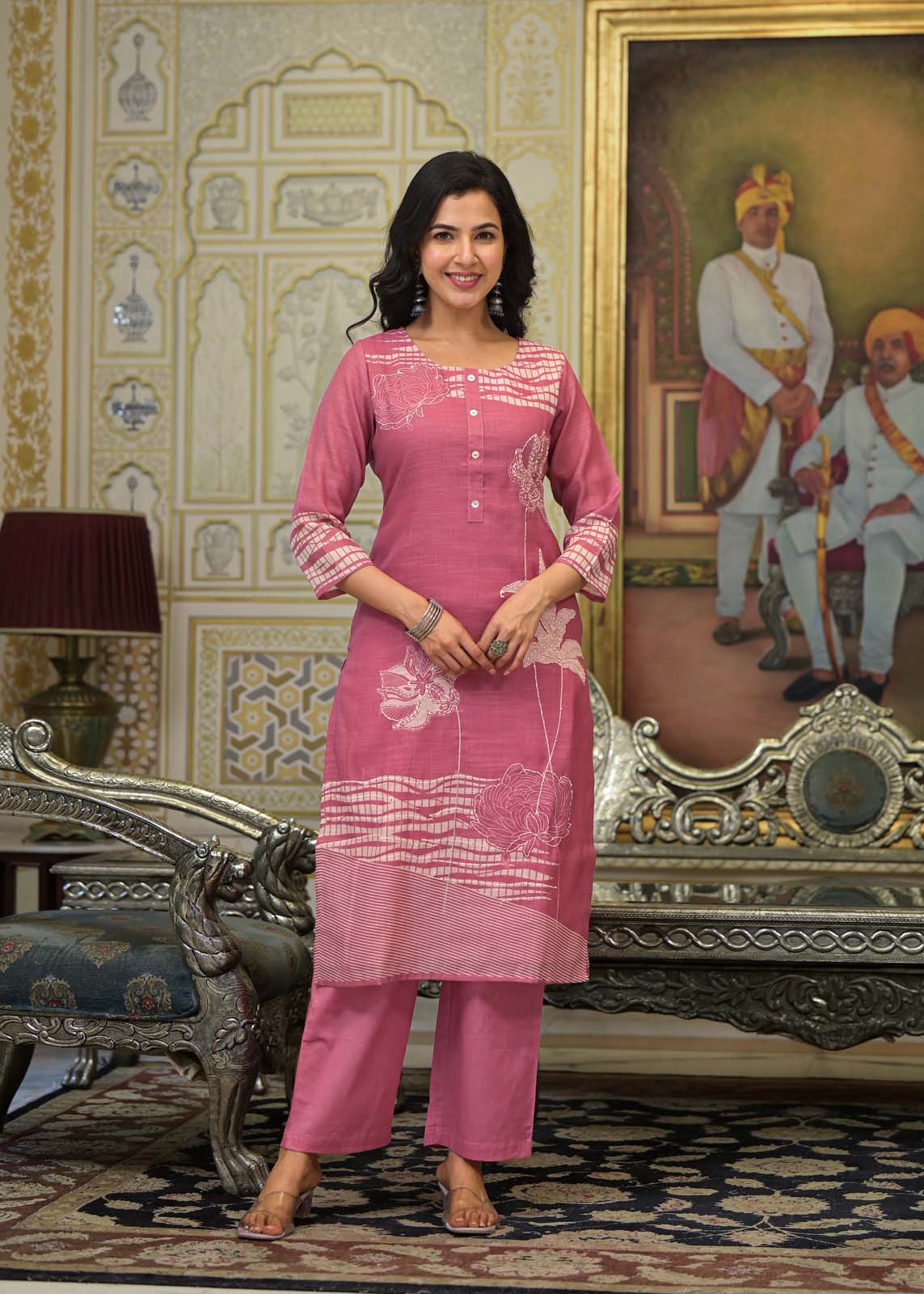 Label Khoj Women Lilen kurta, trouser and dupptta set