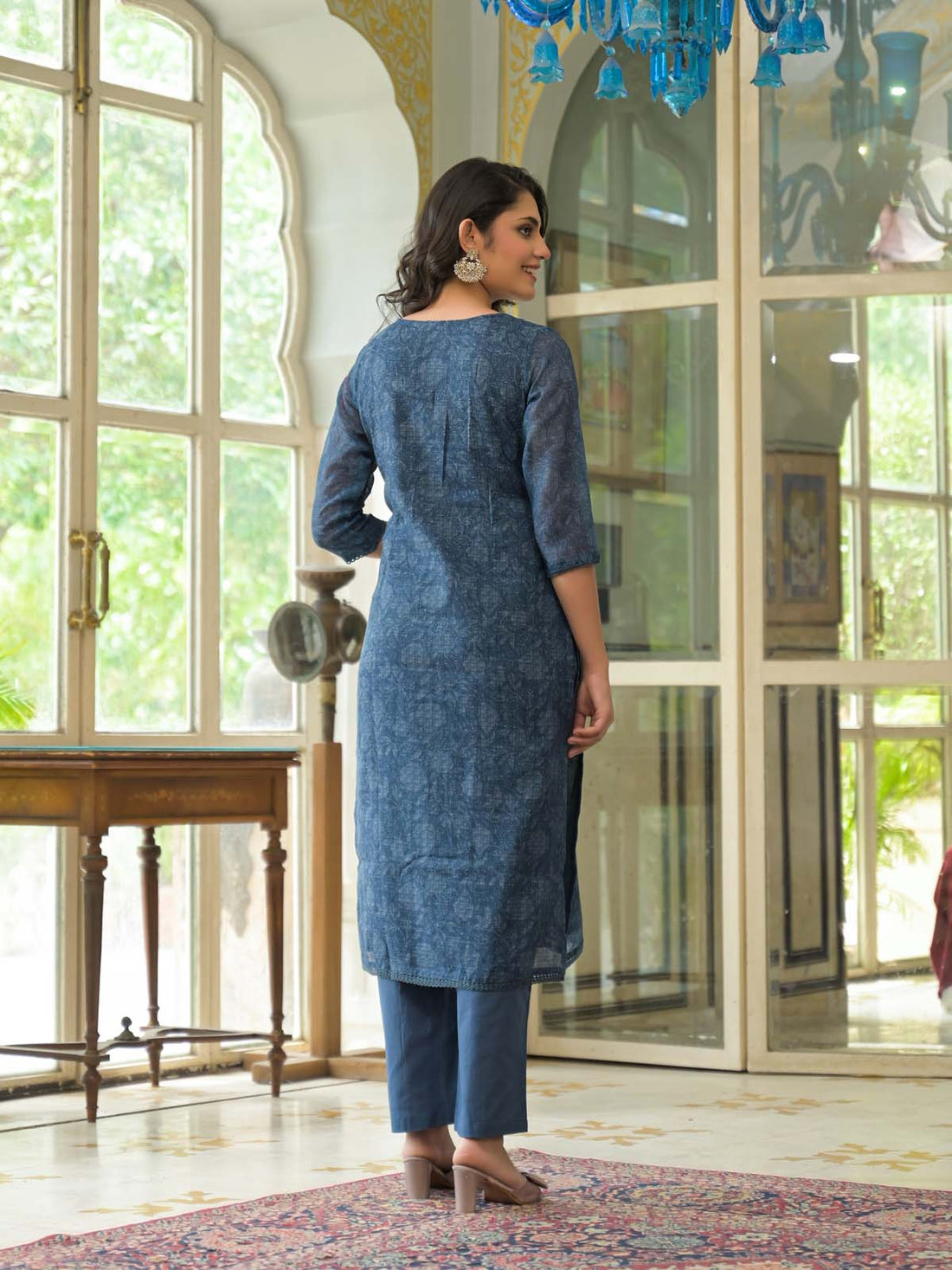 Label Khoj Women Lilen kurta, trouser and dupptta set