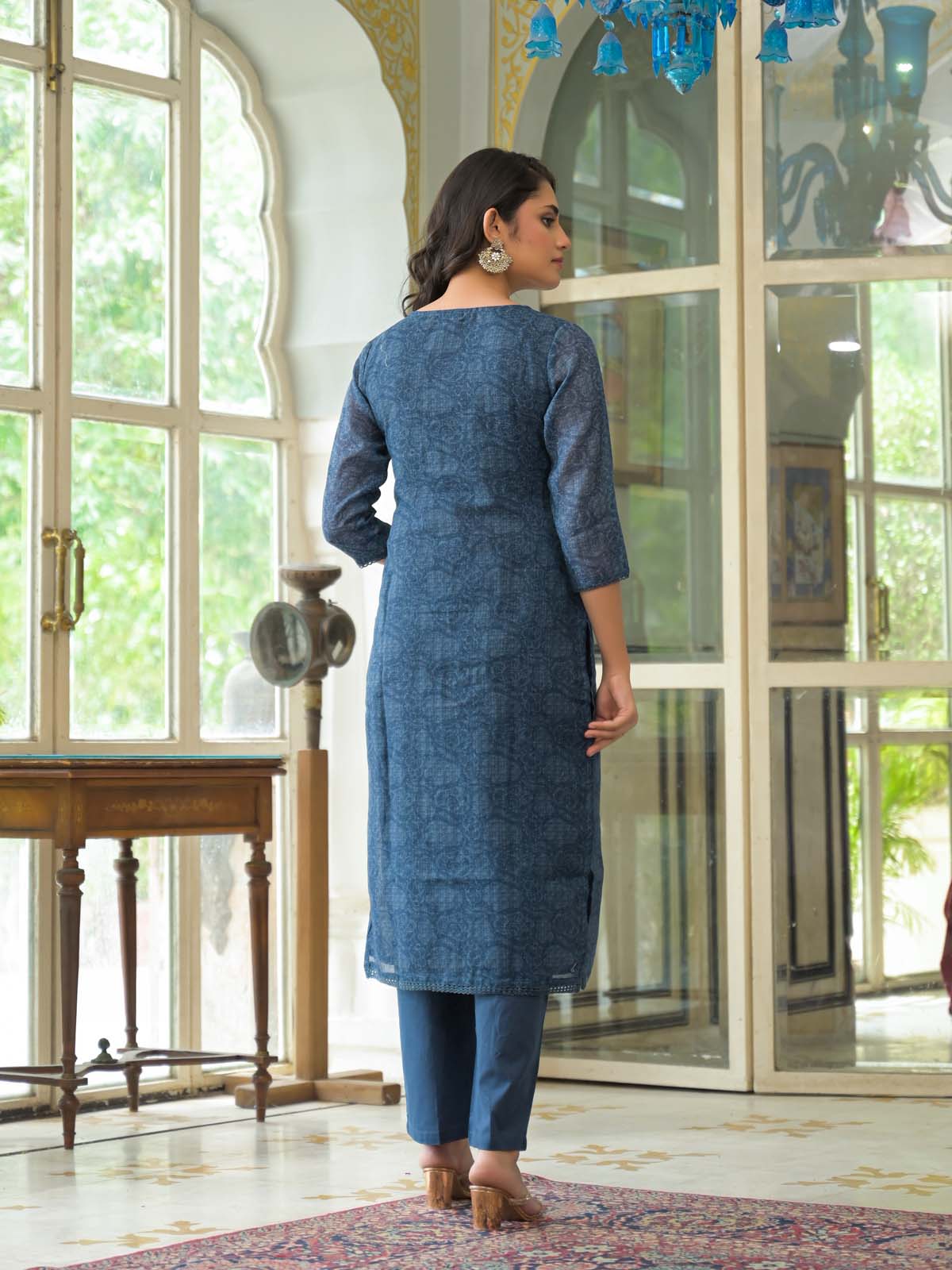 Label Khoj Women Lilen kurta, trouser and dupptta set