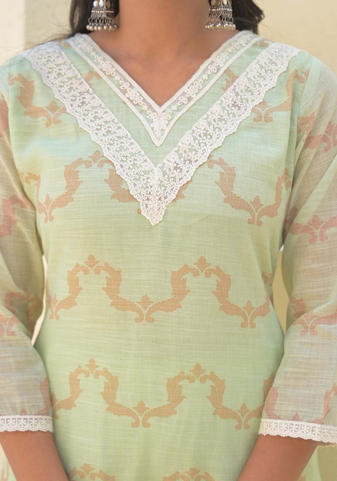 Label Khoj Women Lilen kurta, trouser and dupptta set