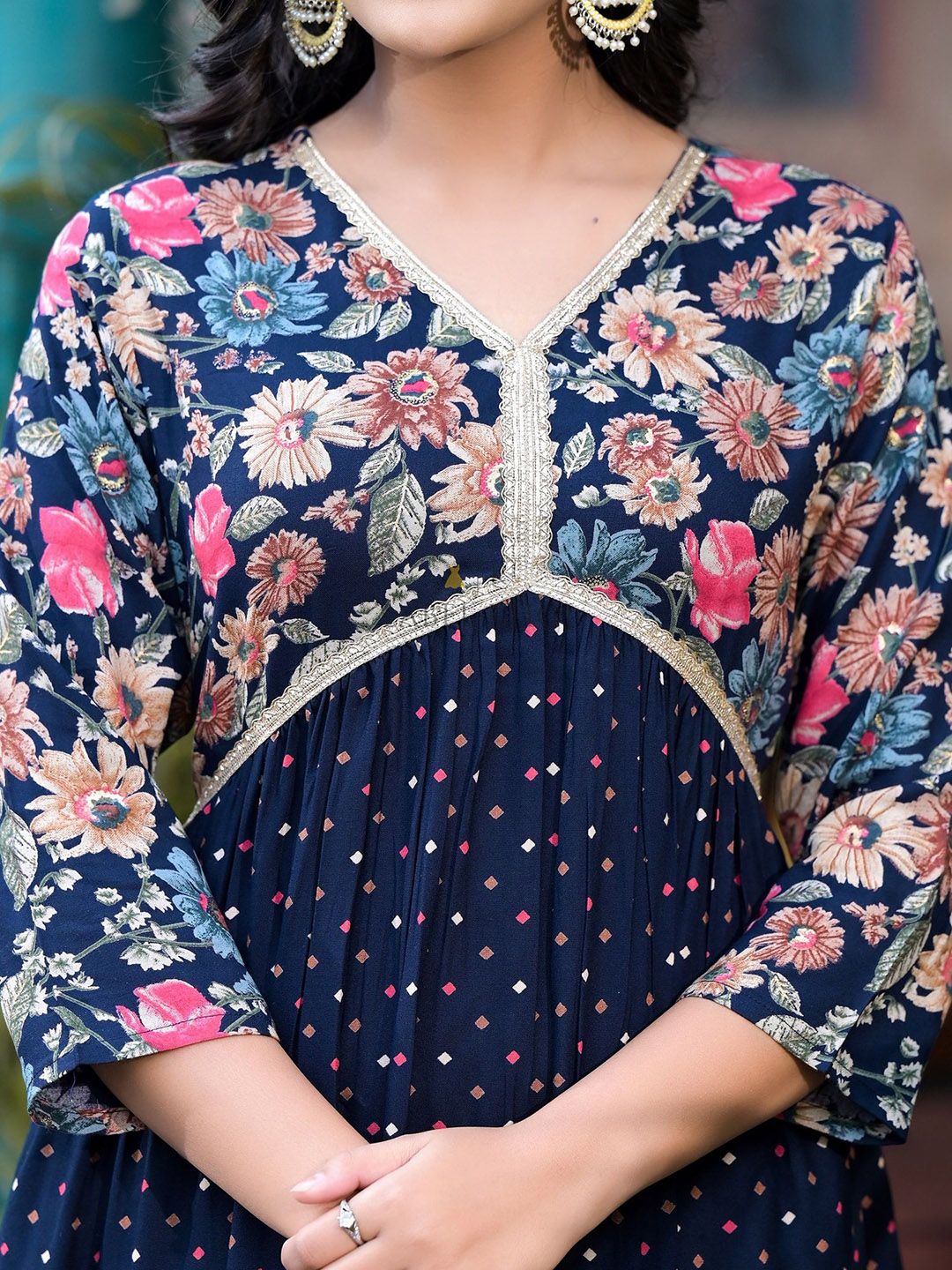 Label Khoj Women Rayon print A line Alia kurta with Pocket