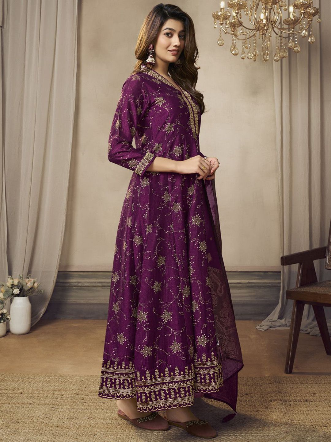 Label khoj Beautiful Anarkali kurta With Pant and Dupatta Set