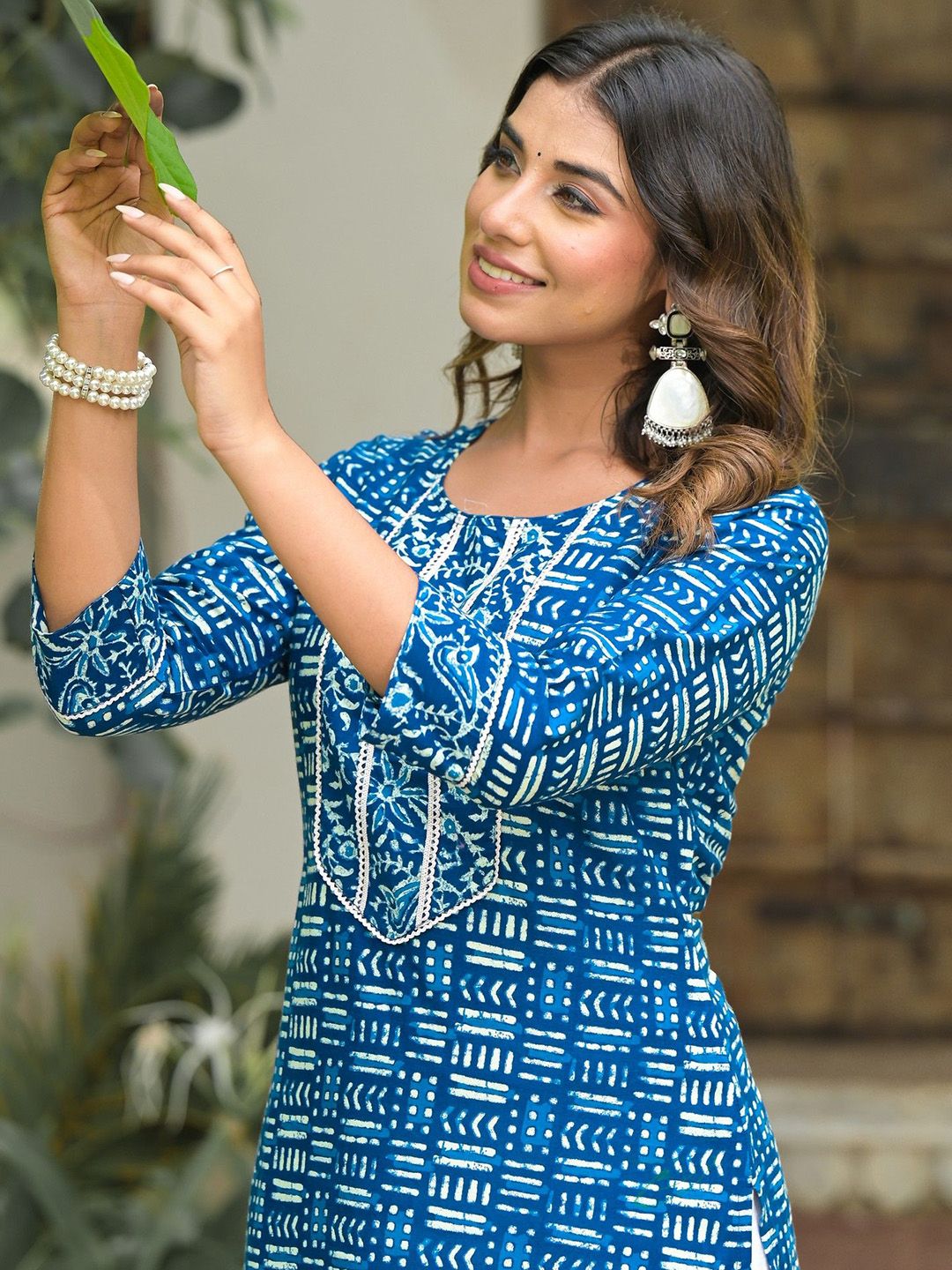 Label Khoj Women  Cotton  Lace Blue Color Kurta For Women