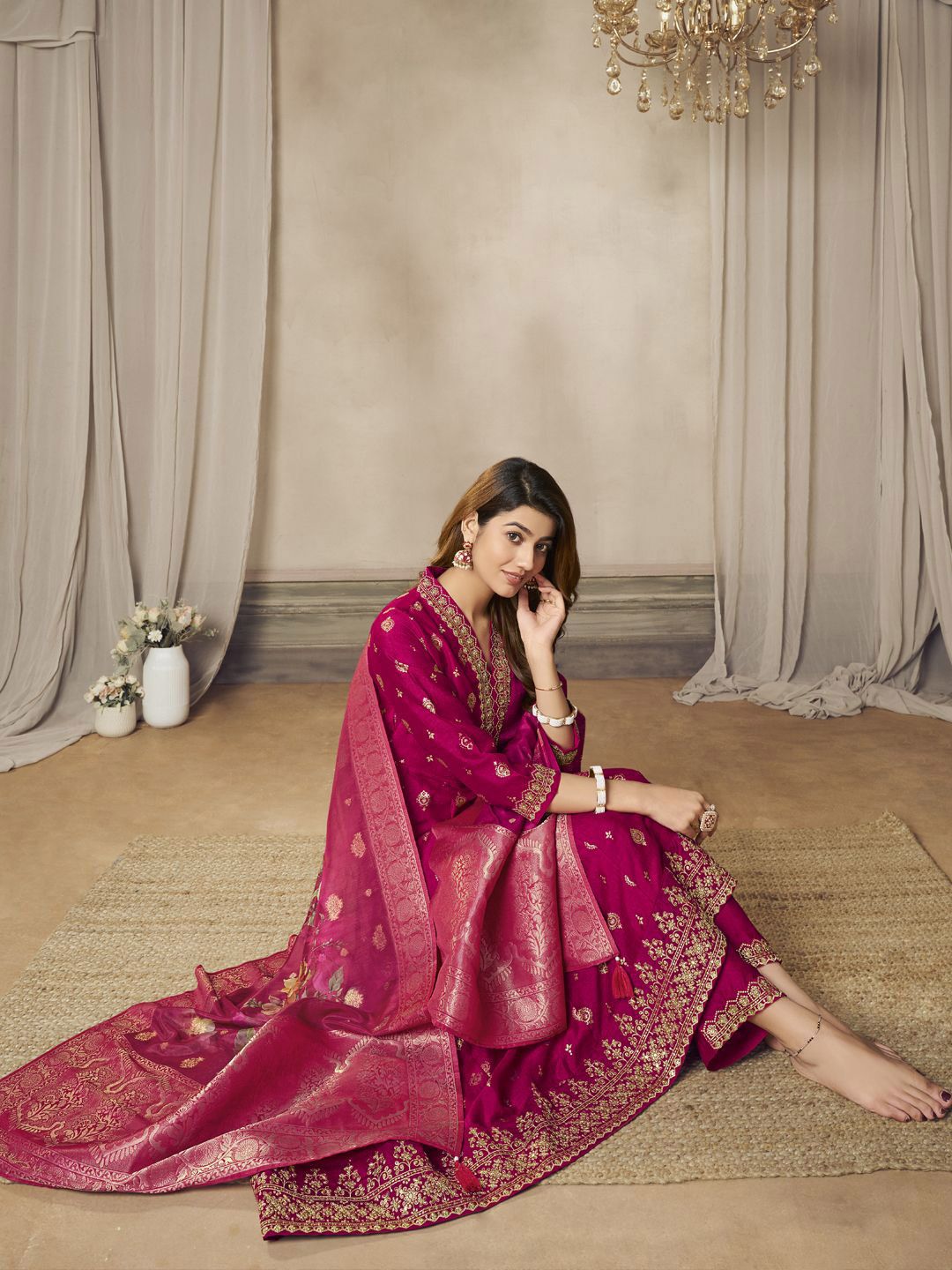 Label khoj Beautiful Anarkali kurta With Pant and Dupatta Set