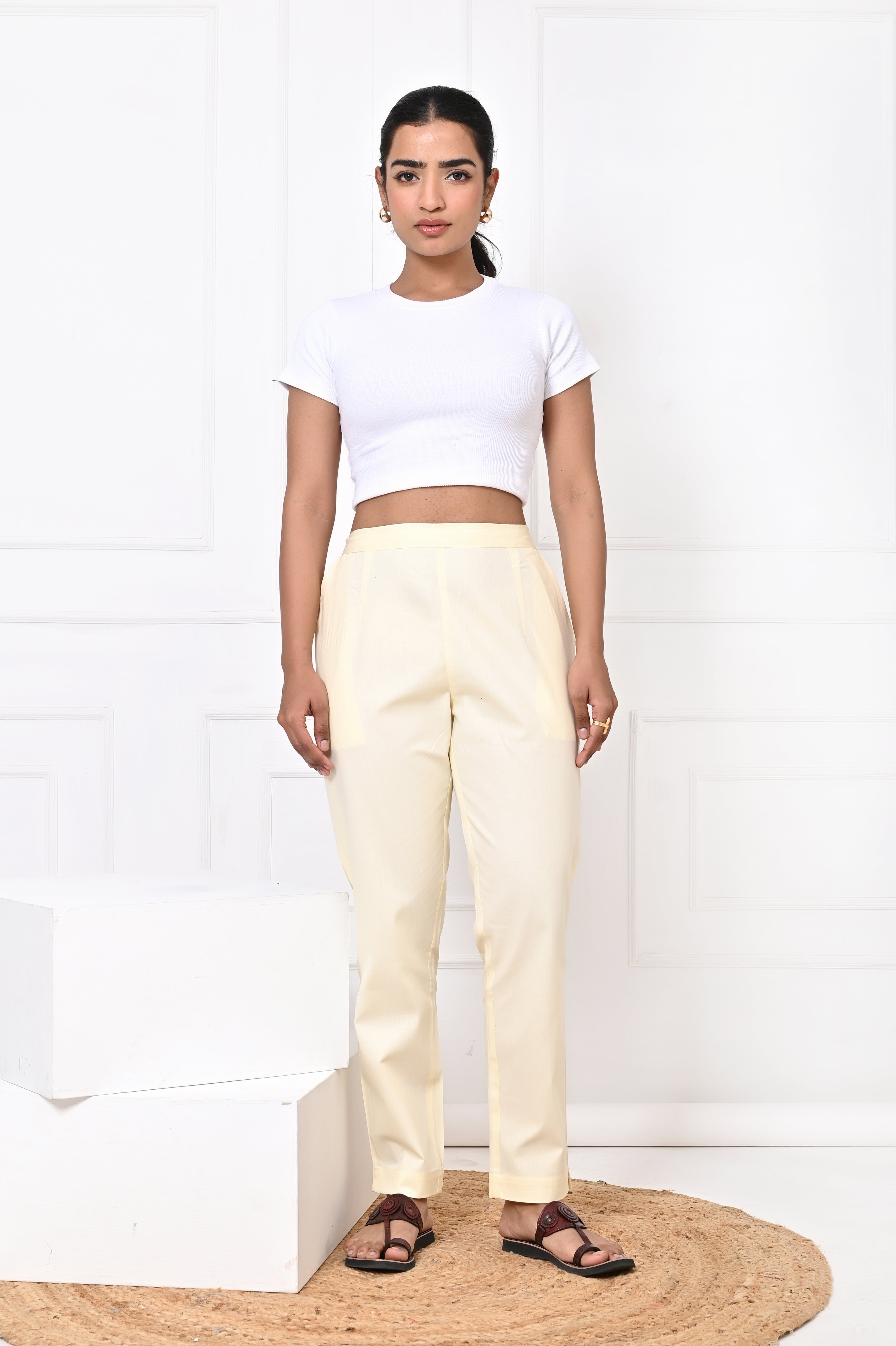 Cream Straight Pant