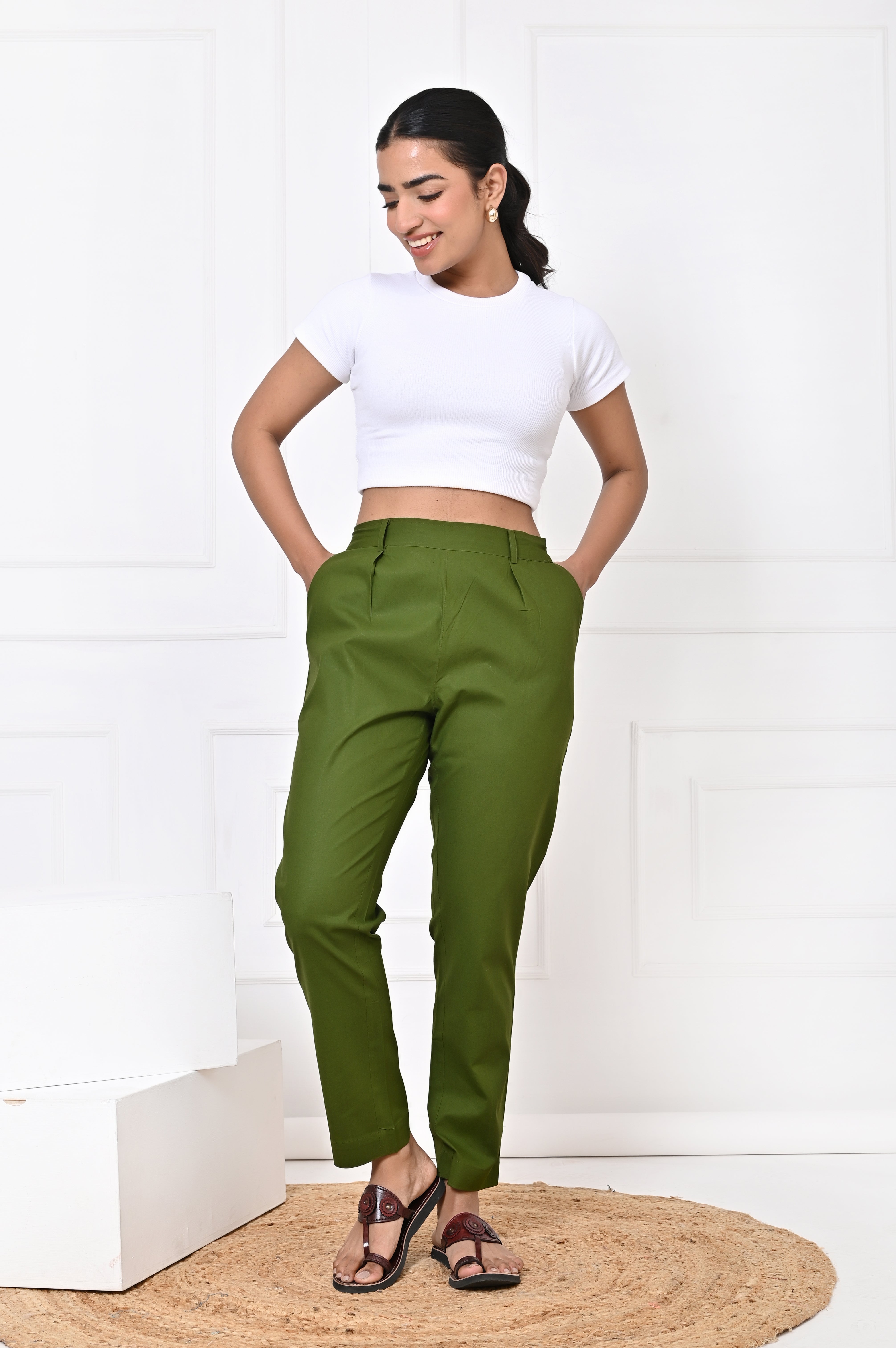 Olive Green Straight Pant
