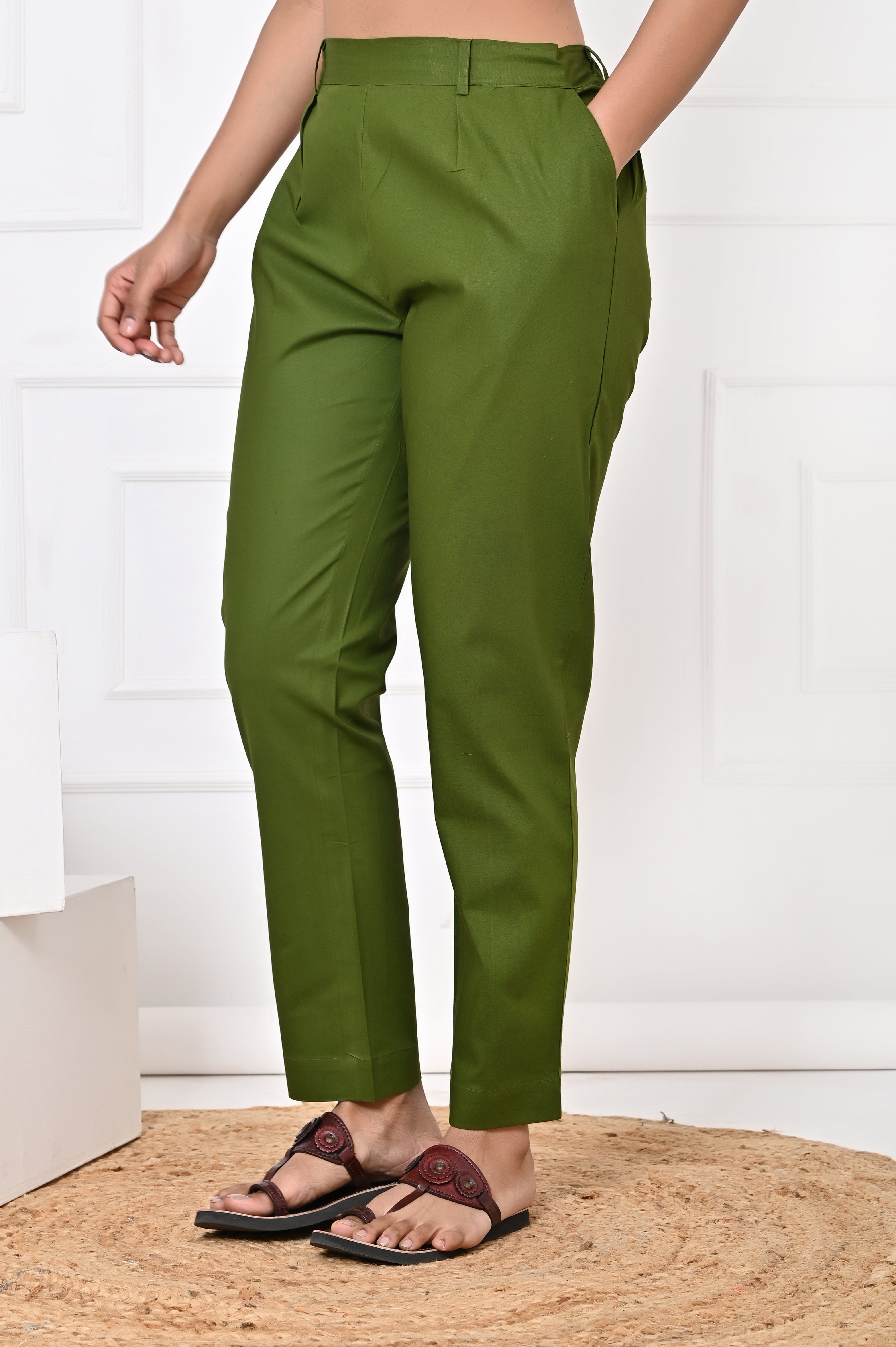 Olive Green Straight Pant